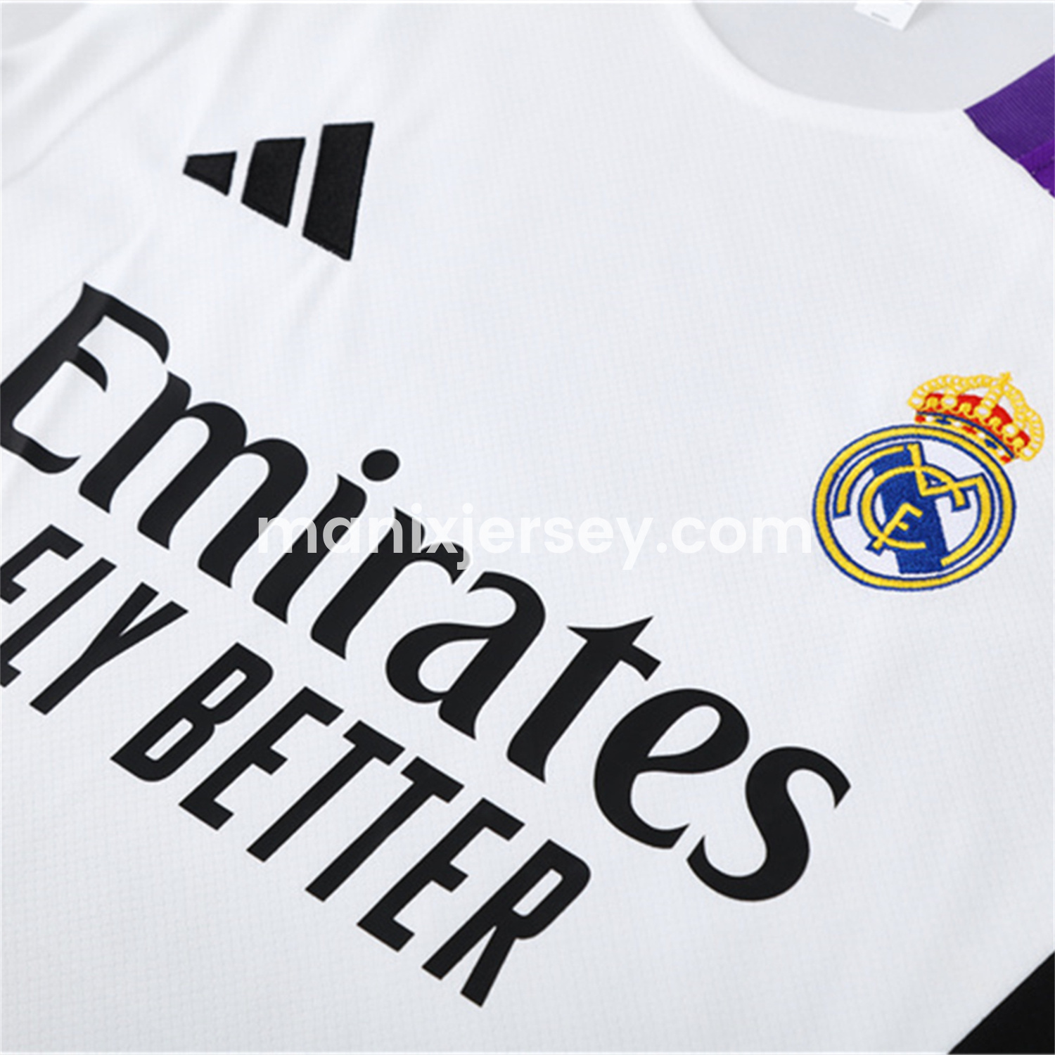 Real Madrid 24-25 Short-Sleeve Training Set - White with Purple - ReplicasJersey