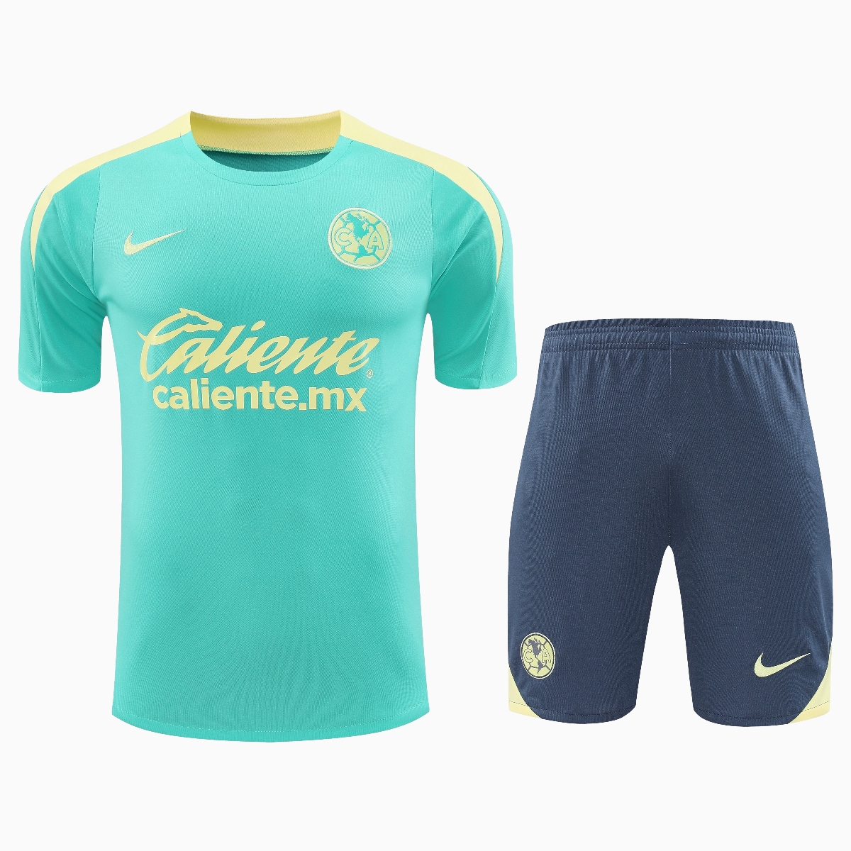 Club América 24-25 Short-Sleeve Training Set - Light Green Top & Grey Shorts - ReplicasJersey