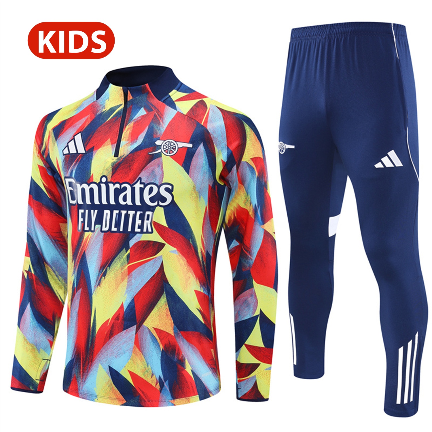 Arsenal 25-26 Kid Long Sleeves Training Set - Colorful Camouflage Top & Royal Blue Pants - ReplicasJersey
