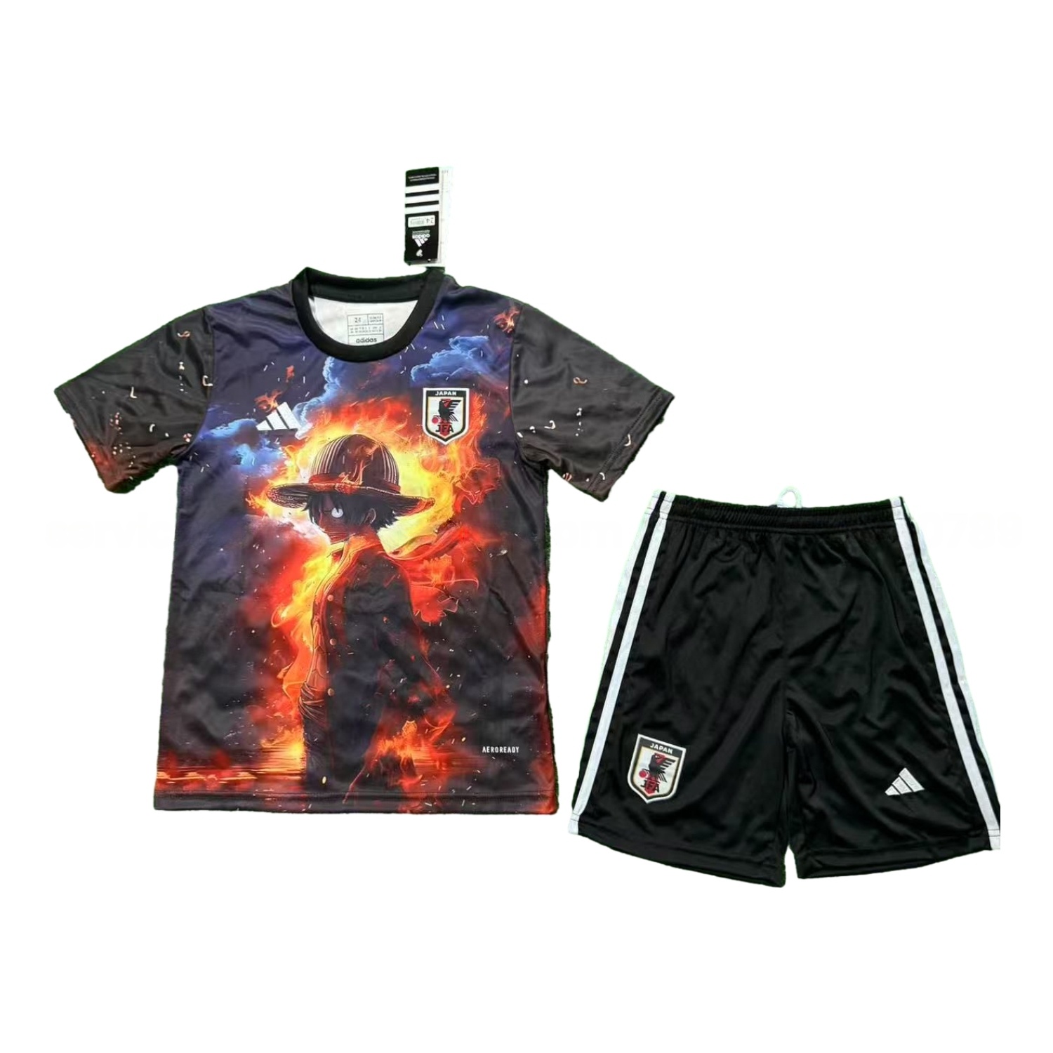 Japan 25-26 Night And Fire Luffy Black Special Kids Kit - ReplicasJersey