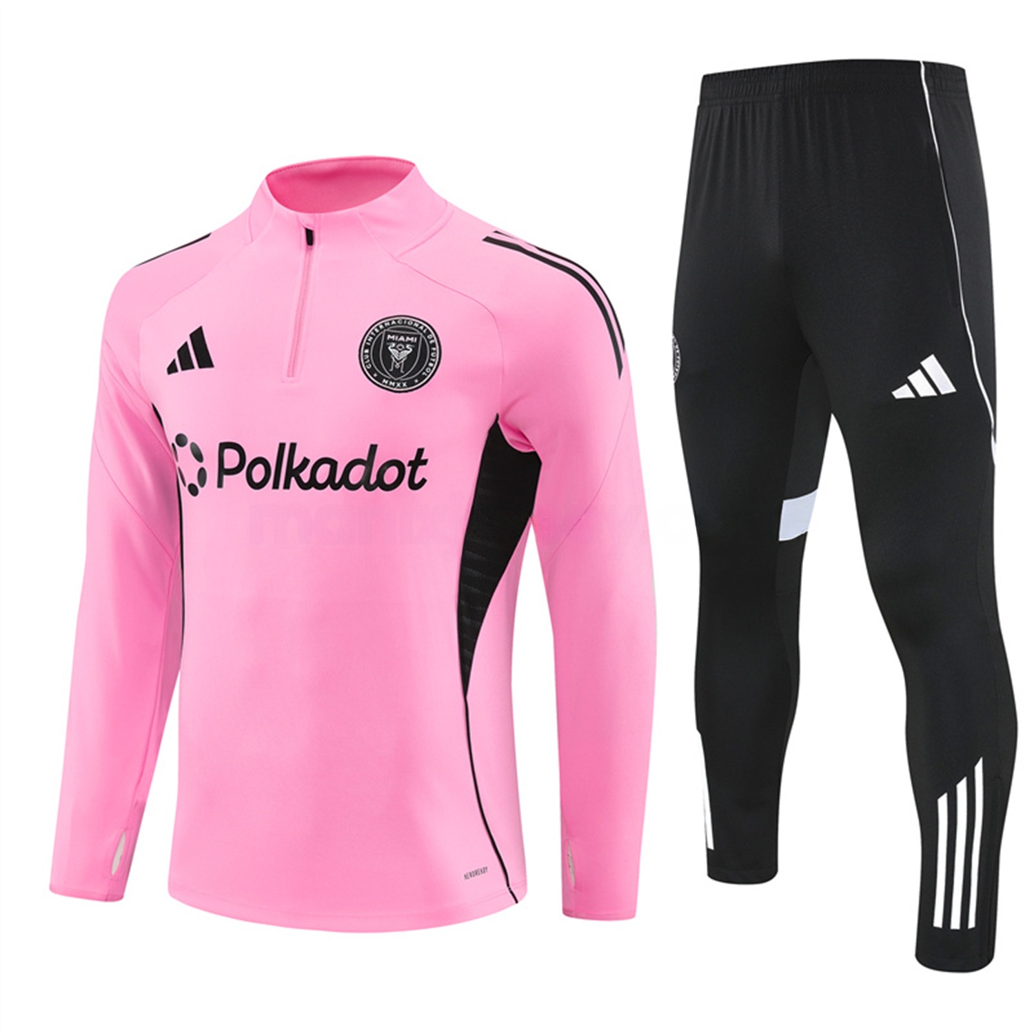 INT M.A.M 25-26 Long Sleeves Training with Black Sponsors Set - Pink Top & Black Pants - ReplicasJersey