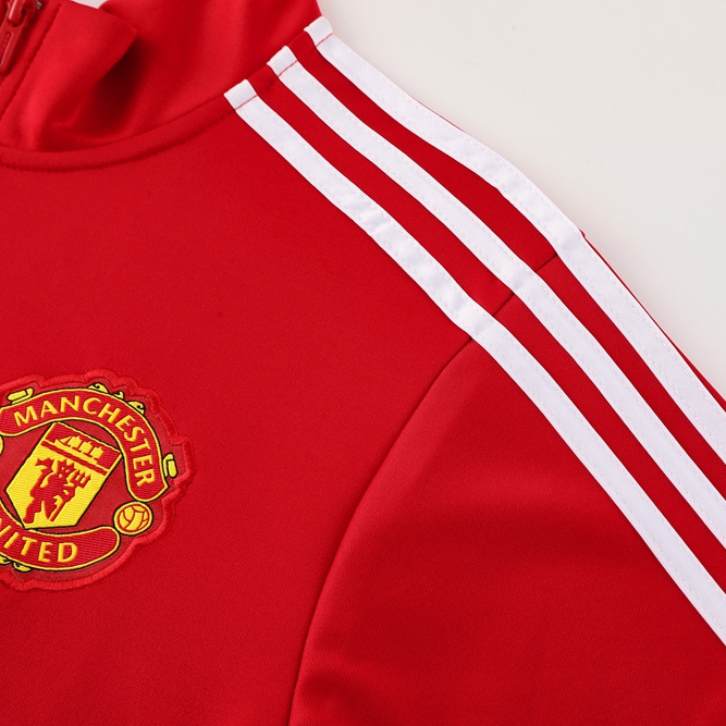 Manchester United 24-25 Jacket Training Tracksuit - Red Top and Black Pants - ReplicasJersey