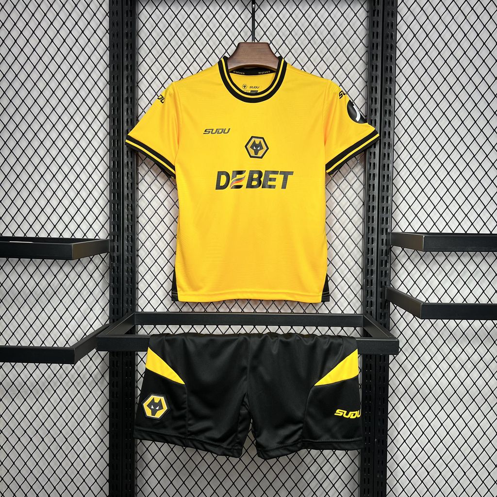 Wolverhampton Wanderers Wolves 24-25 Home Stadium Kids Kit - ReplicasJersey
