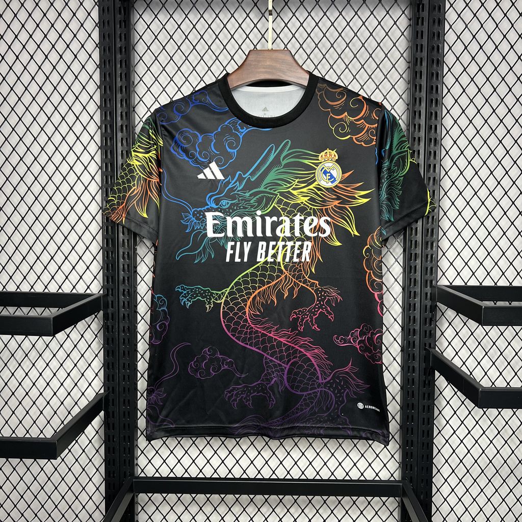Real Madrid 24-25 Black Colorful Dragon Speical Jersey - Fans Version - ReplicasJersey