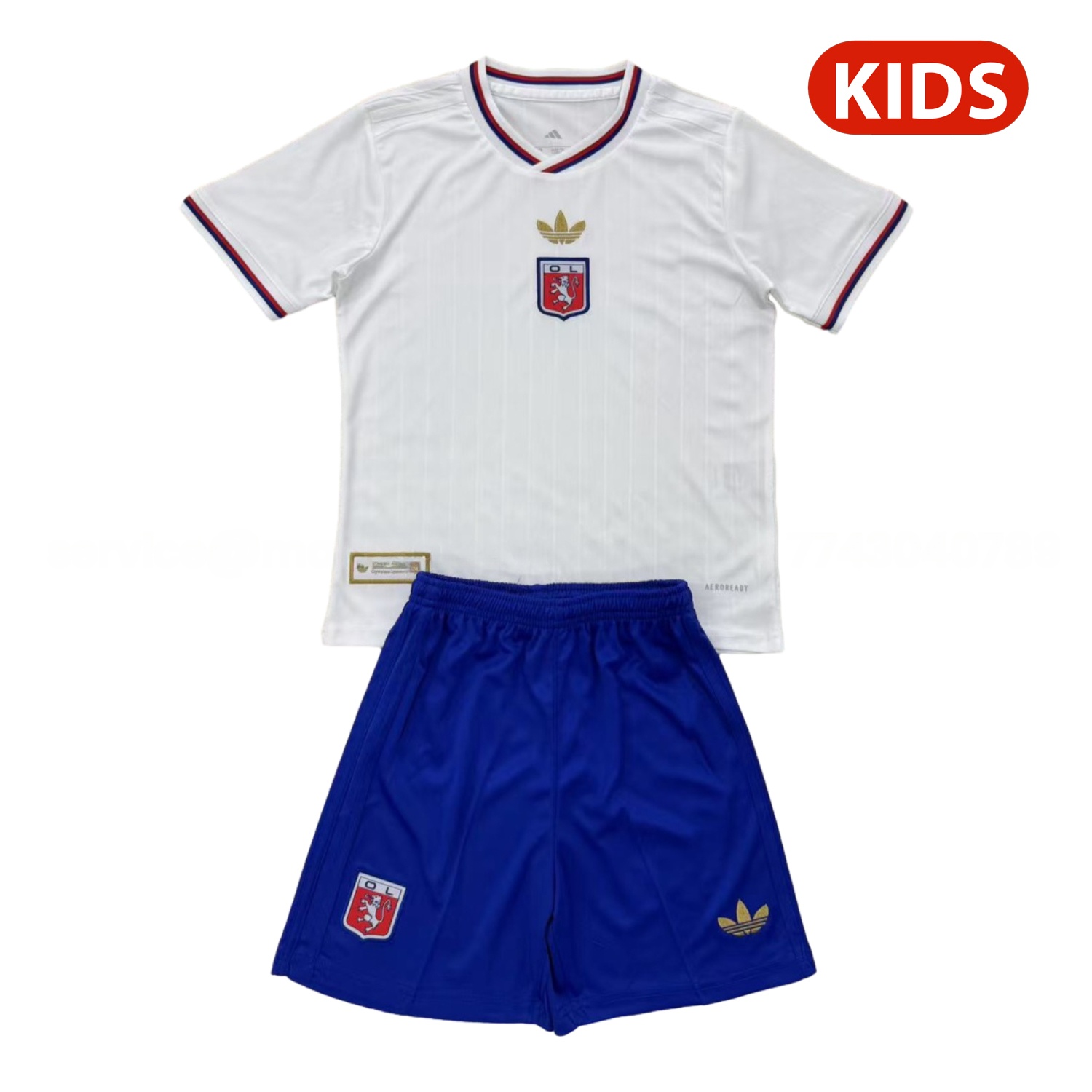 Lyon 25-26 75-Year Anniversary White Kids Kit - ReplicasJersey