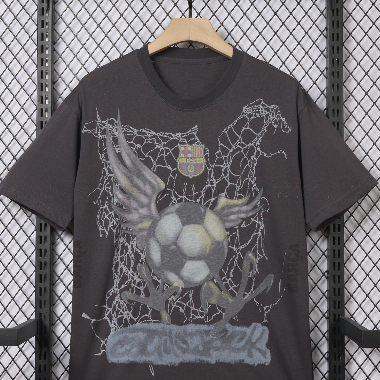 B.A.R.S.A x Travis Scott 24-25 Football Eagle Pattern Dark Grey T-shirt - ReplicasJersey