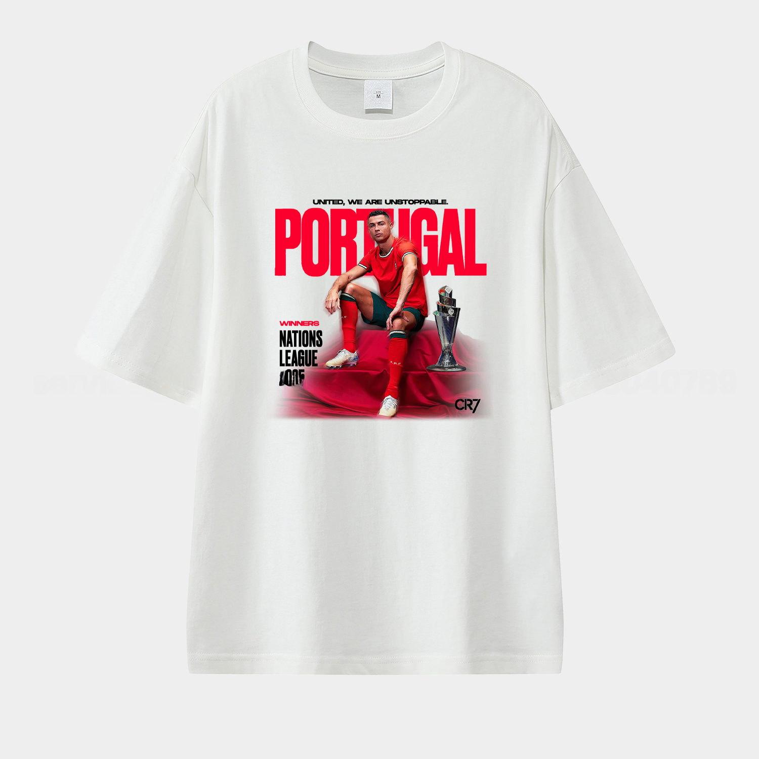 Portugal C.Ronaldo 2025 UEFA Nations League Winners Unisex Pure Cotton T-shirt - ReplicasJersey