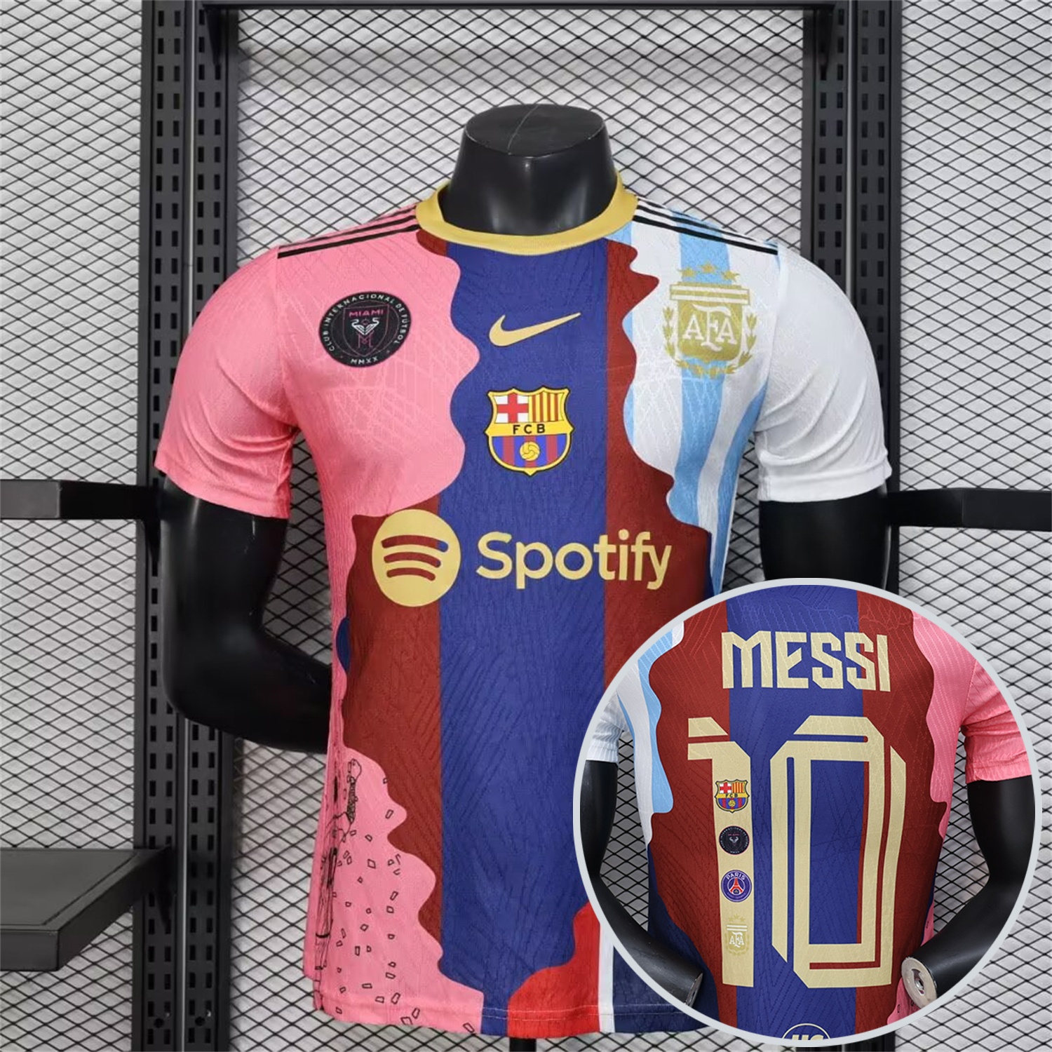 Messi Career Commemorative Jersey - Player Version - INT M.A.M Argentina B.A.R.S.A Paris Saint-Germain PSG - ReplicasJersey