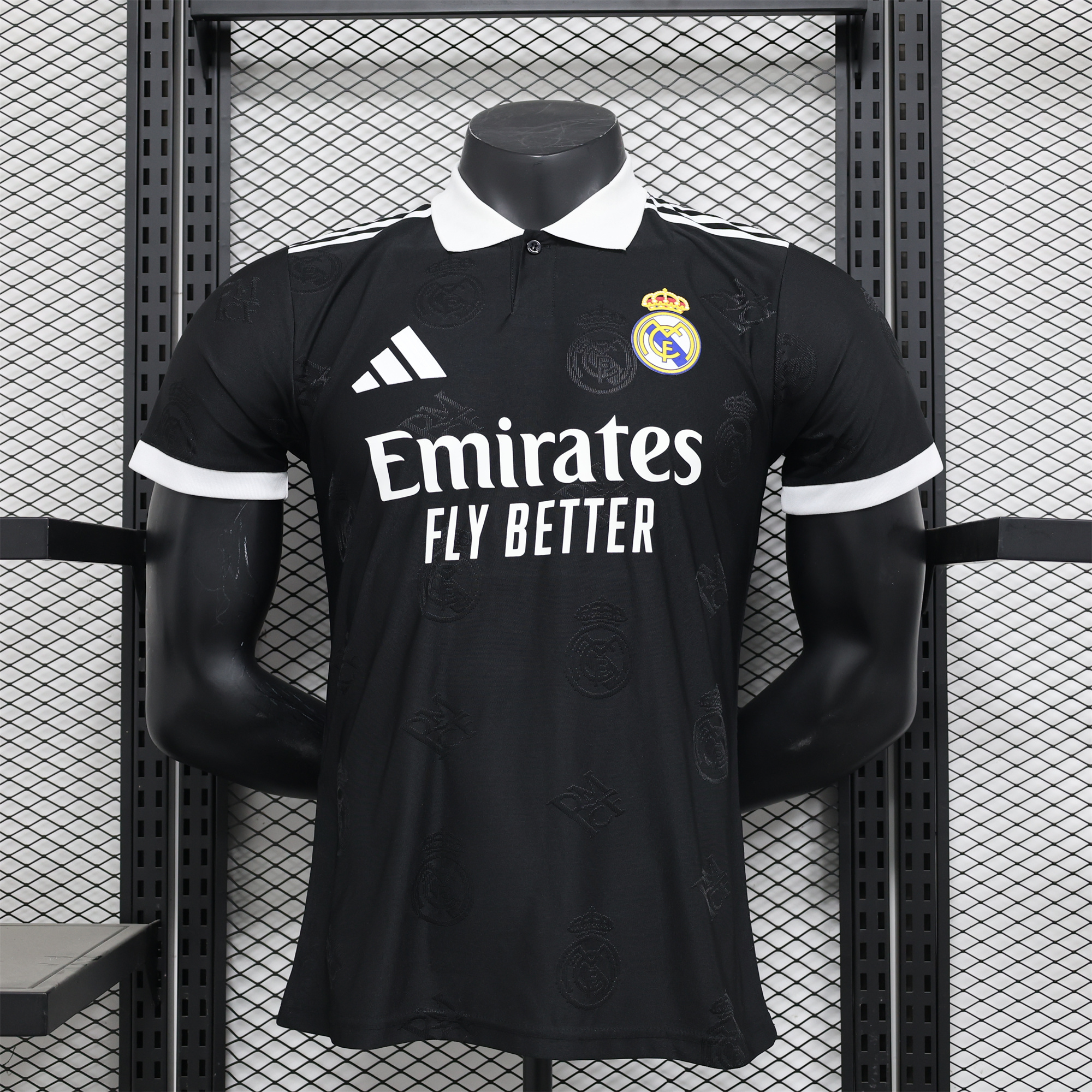 Real Madrid 24-25 Black LOGO Special Edition Jersey - Player Version - ReplicasJersey