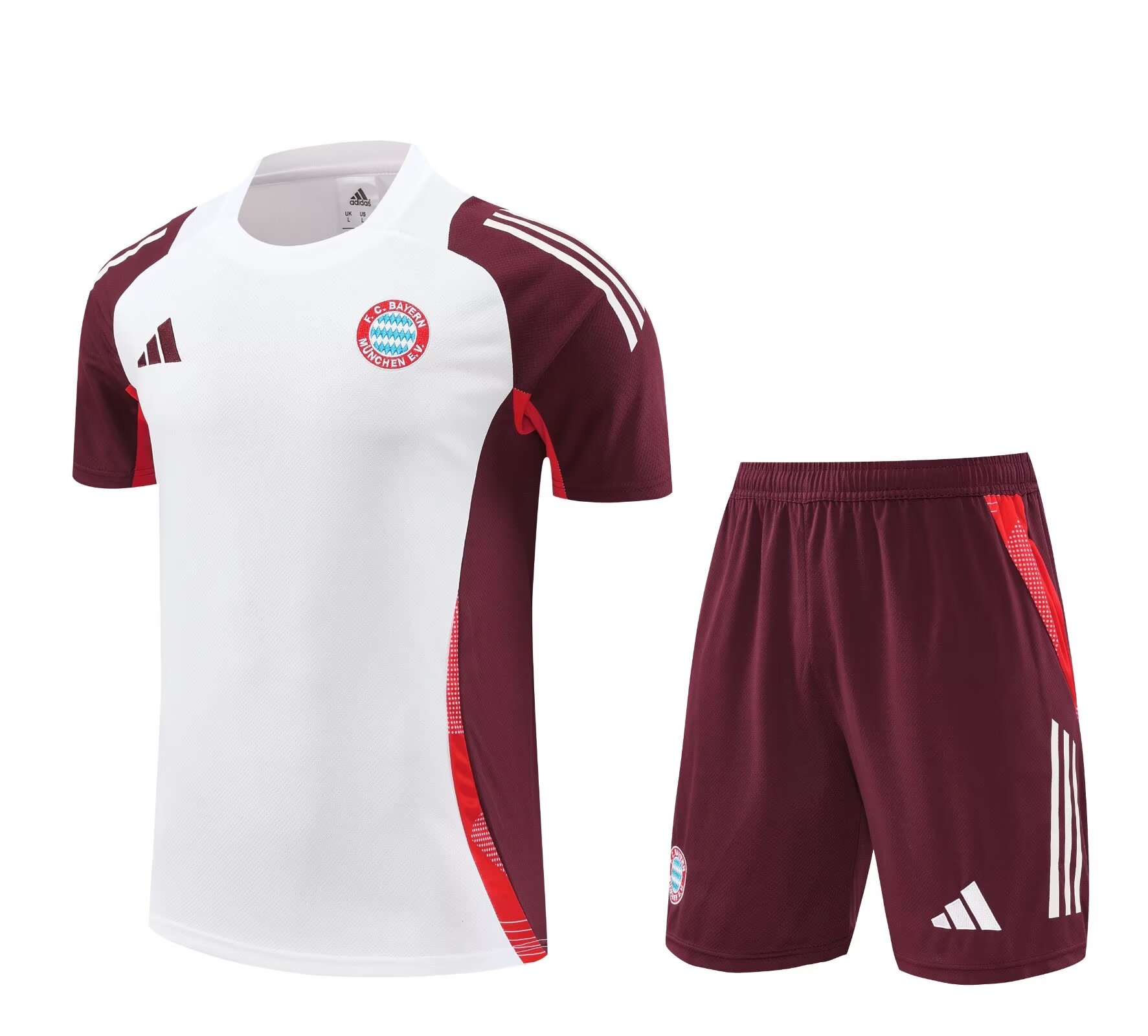 Bayern Munich 24-25 Short-Sleeve Training Kids Kit - Red Top and Red Shorts - ReplicasJersey