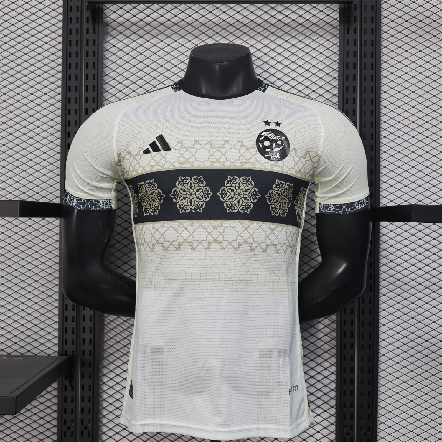 Algeria 25-26 Light Yellow with Black Classical Pattern Jersey - Player Version - ReplicasJersey