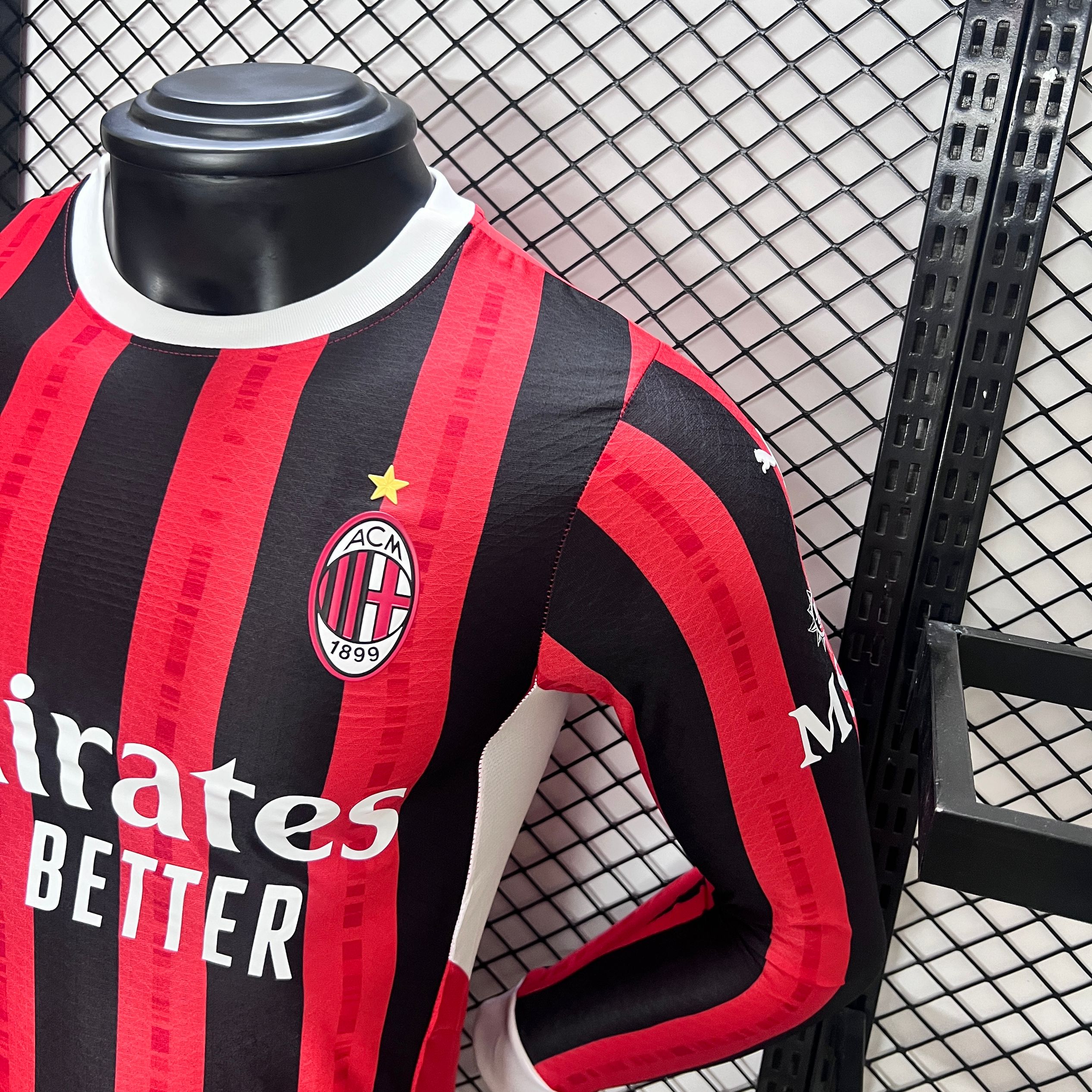 AC Milan 24-25 Home Long Sleeve Jersey - Player Version - ReplicasJersey
