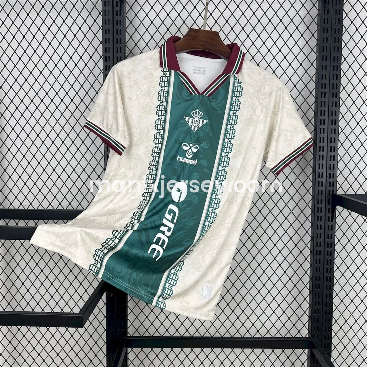 Real Betis 25-26 Green Vertical Stripes with White Flower Pattern Special Jersey - Fans Version - ReplicasJersey