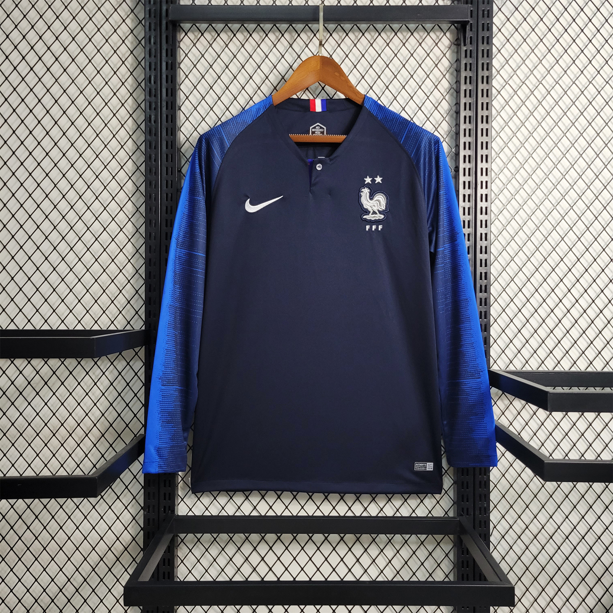 Retro France 2018 Home Stadium Long Sleeve Jersey - ReplicasJersey