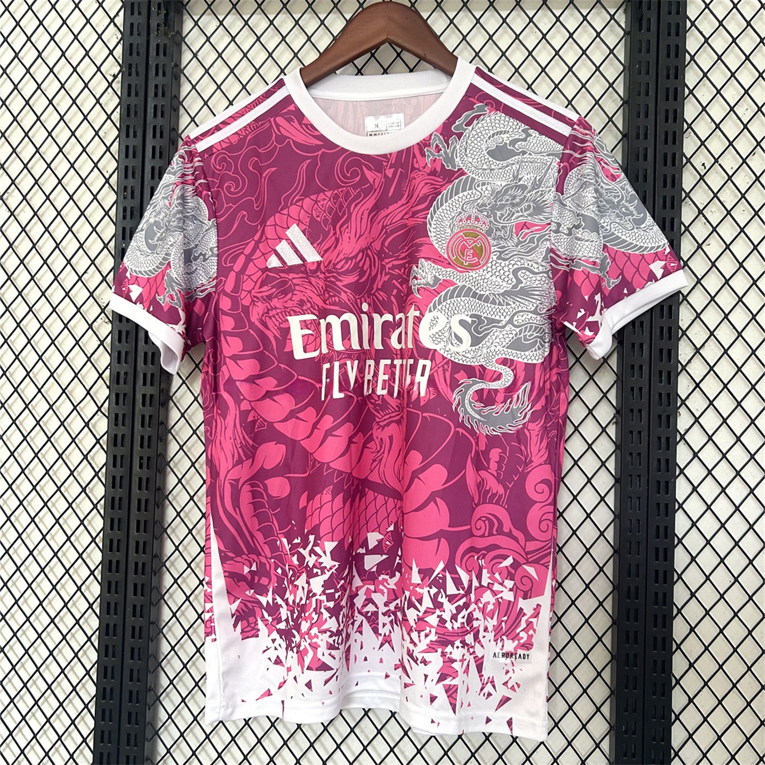 Real Madrid 25-26 White Dragon Pink Special Jersey - Fans Version - ReplicasJersey