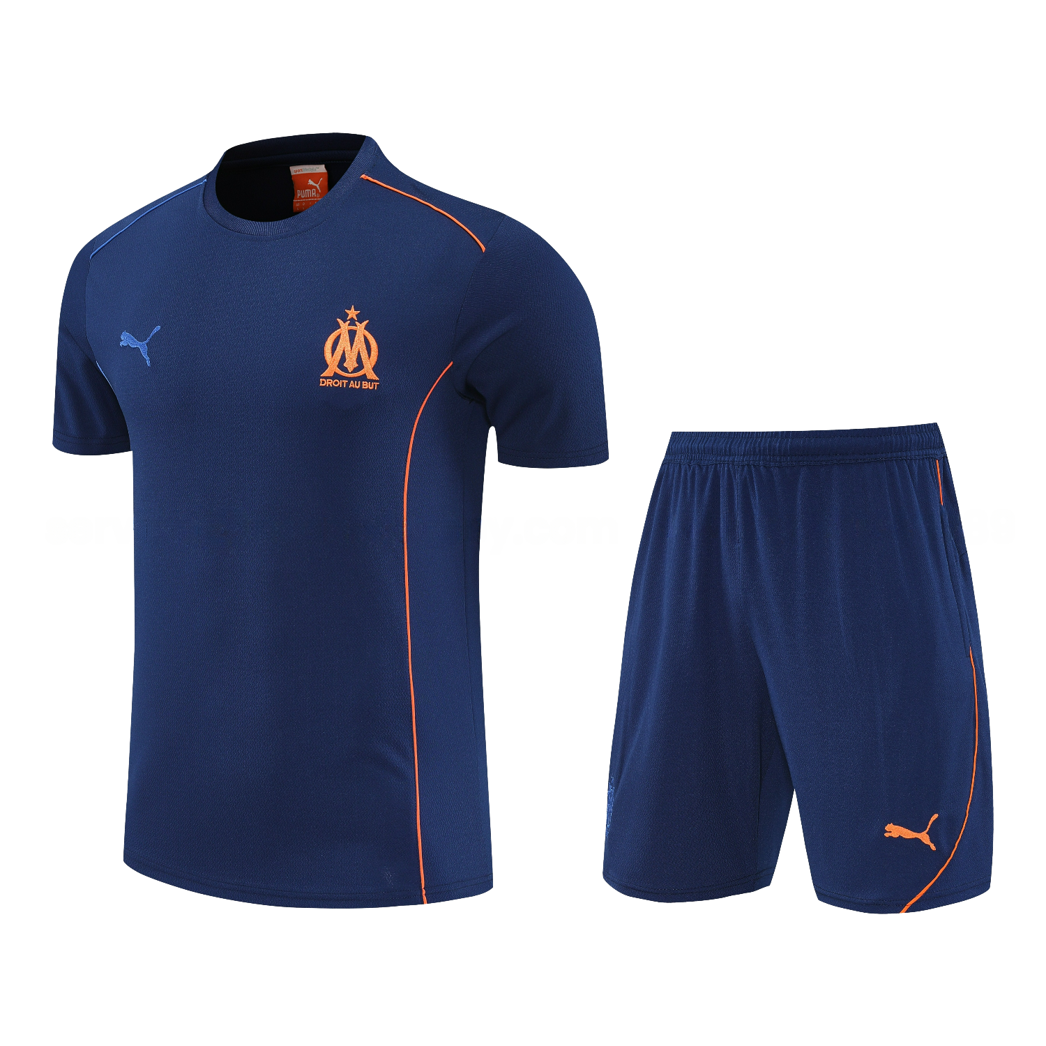 Marseille 25-26 Short-Sleeve Training Set - Blue Top & Blue Shorts - ReplicasJersey