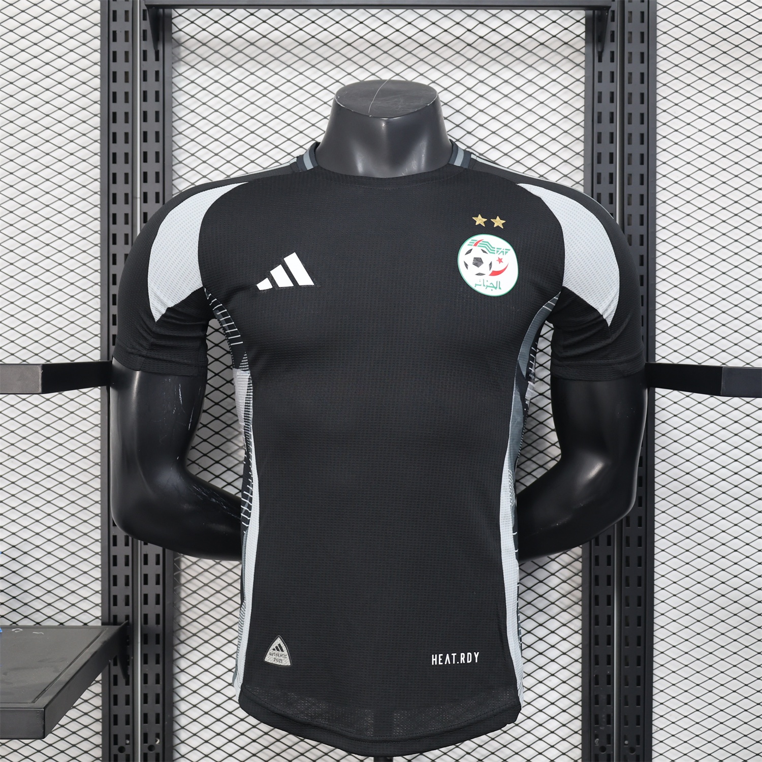 Algeria 25-26 Pure Black Jersey with Grey Block - Player Version - ReplicasJersey