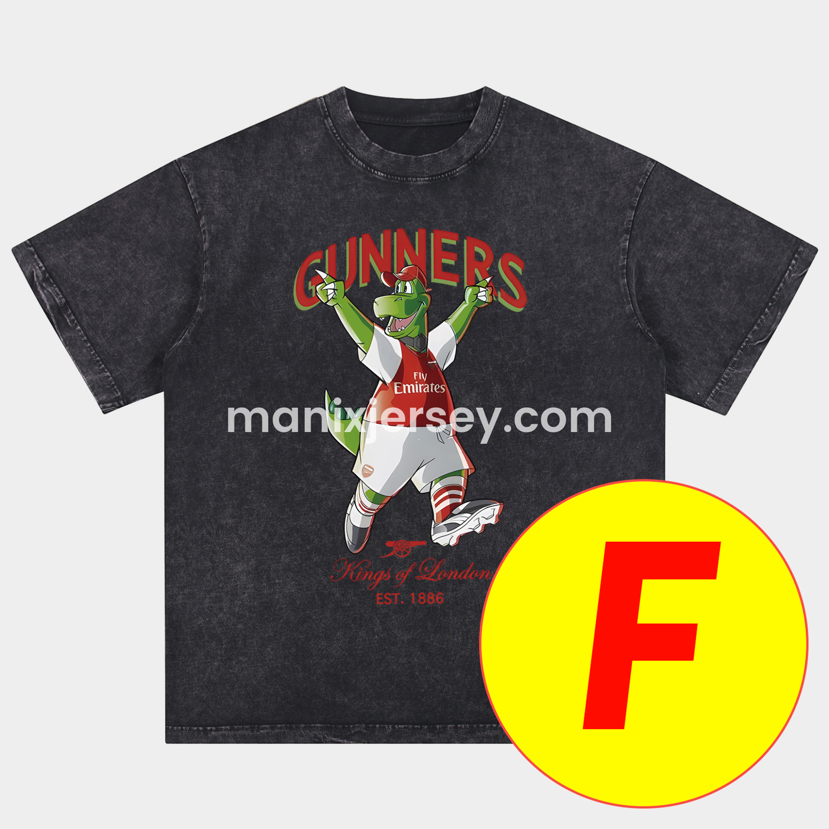 Arsenal Henry Wenger Saka Gunners Oversized Washed T-Shirt - ReplicasJersey