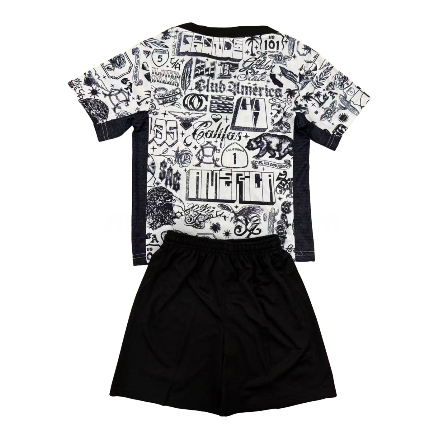 Club América 24-25 Pre-match Black and White Graffiti Men's Adult Jersey Set - Fans Version - ReplicasJersey