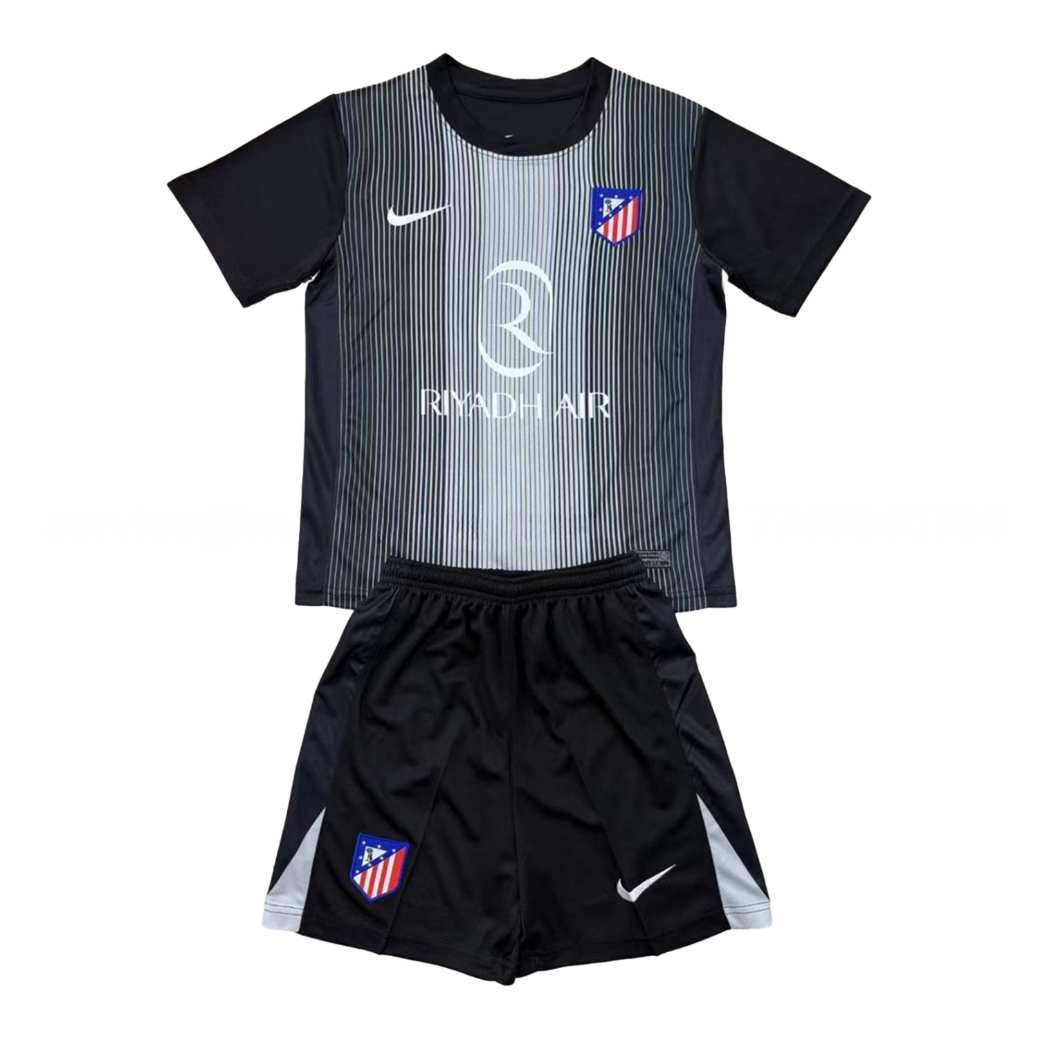 Atletico Madrid 25-26 Black Goalkeeper Men's Adult Jersey Set - Fans Version - ReplicasJersey