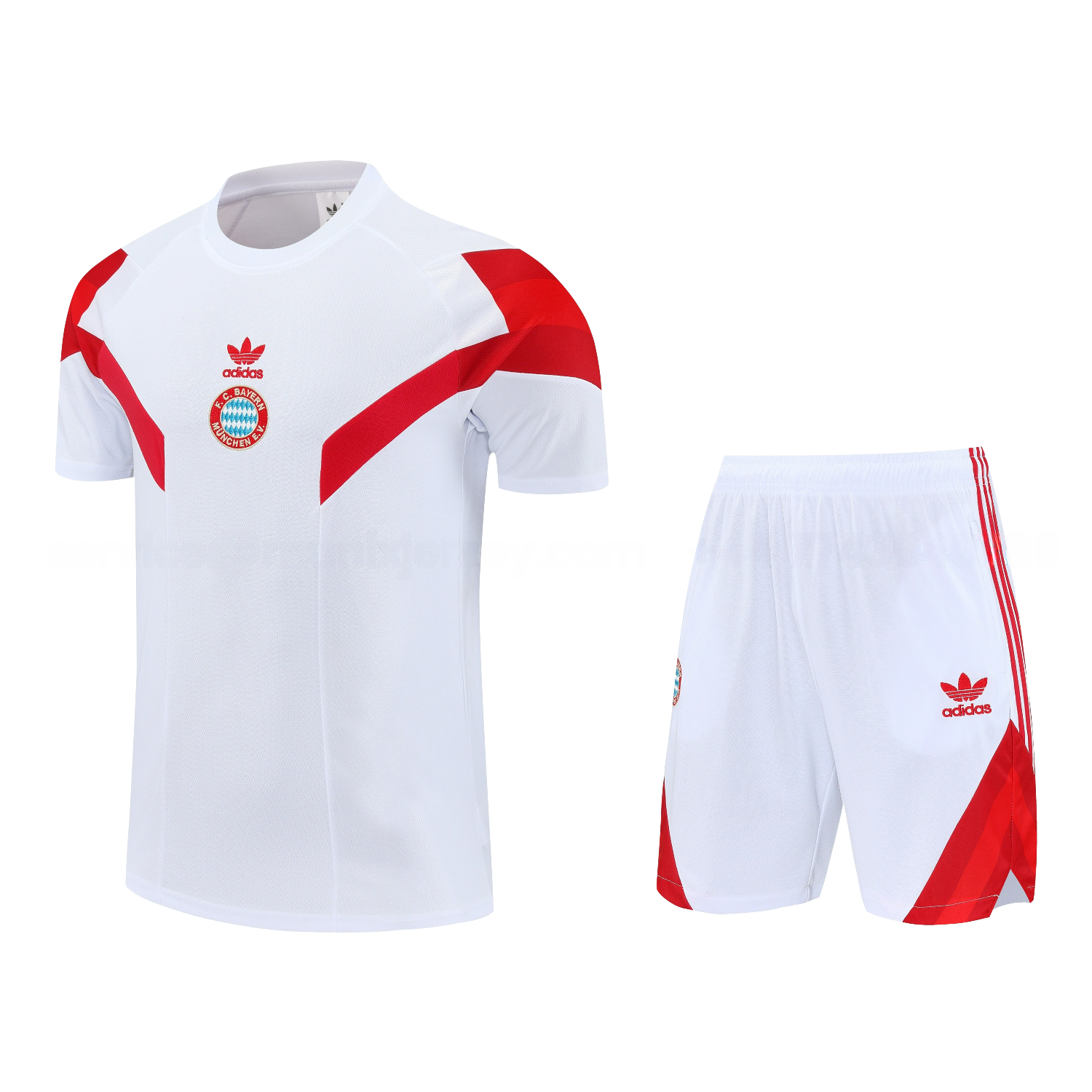 Bayern Munich 25-26 Short-Sleeve Training Set - White Top & white Shorts - ReplicasJersey
