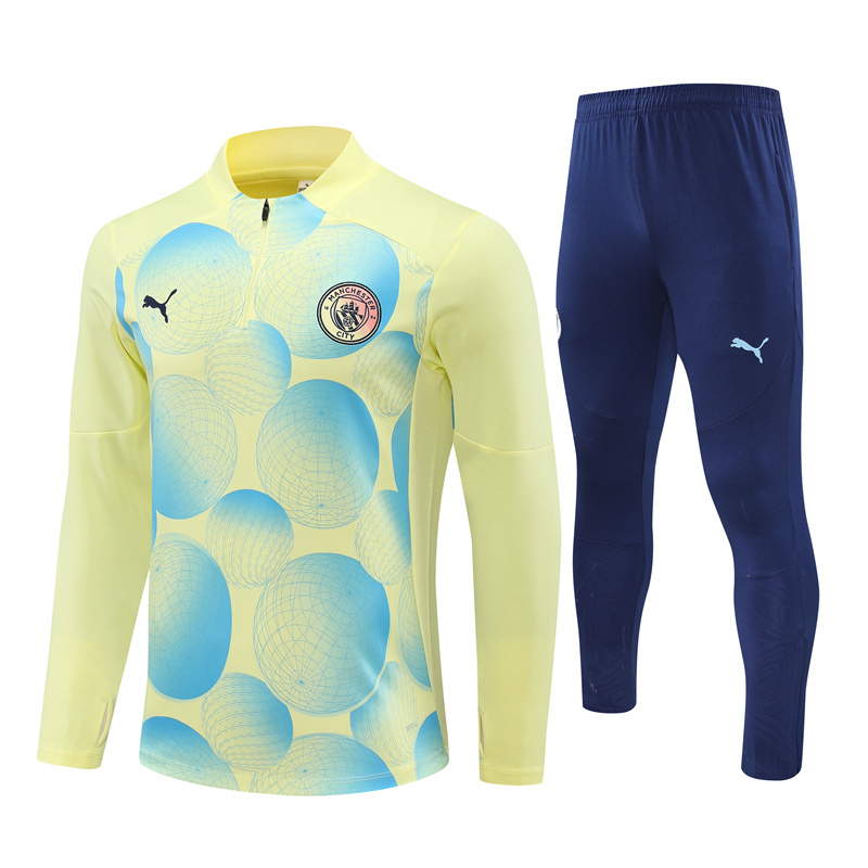 Manchester City 24-25 Long Sleeve Training Set - Yellow Camouflage - ReplicasJersey