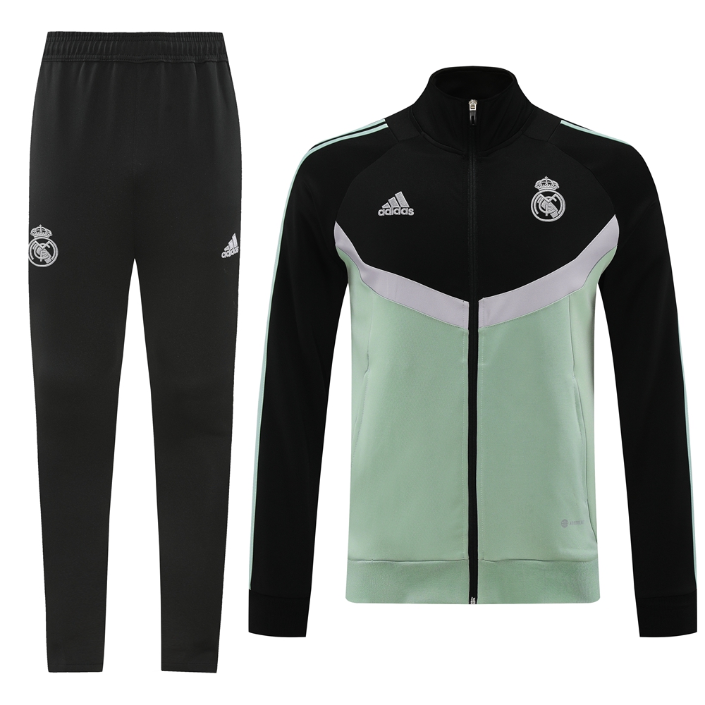 Real Madrid 24-25 Originals LFSTLR Jacket Training Tracksuit - Black and Light Green - ReplicasJersey