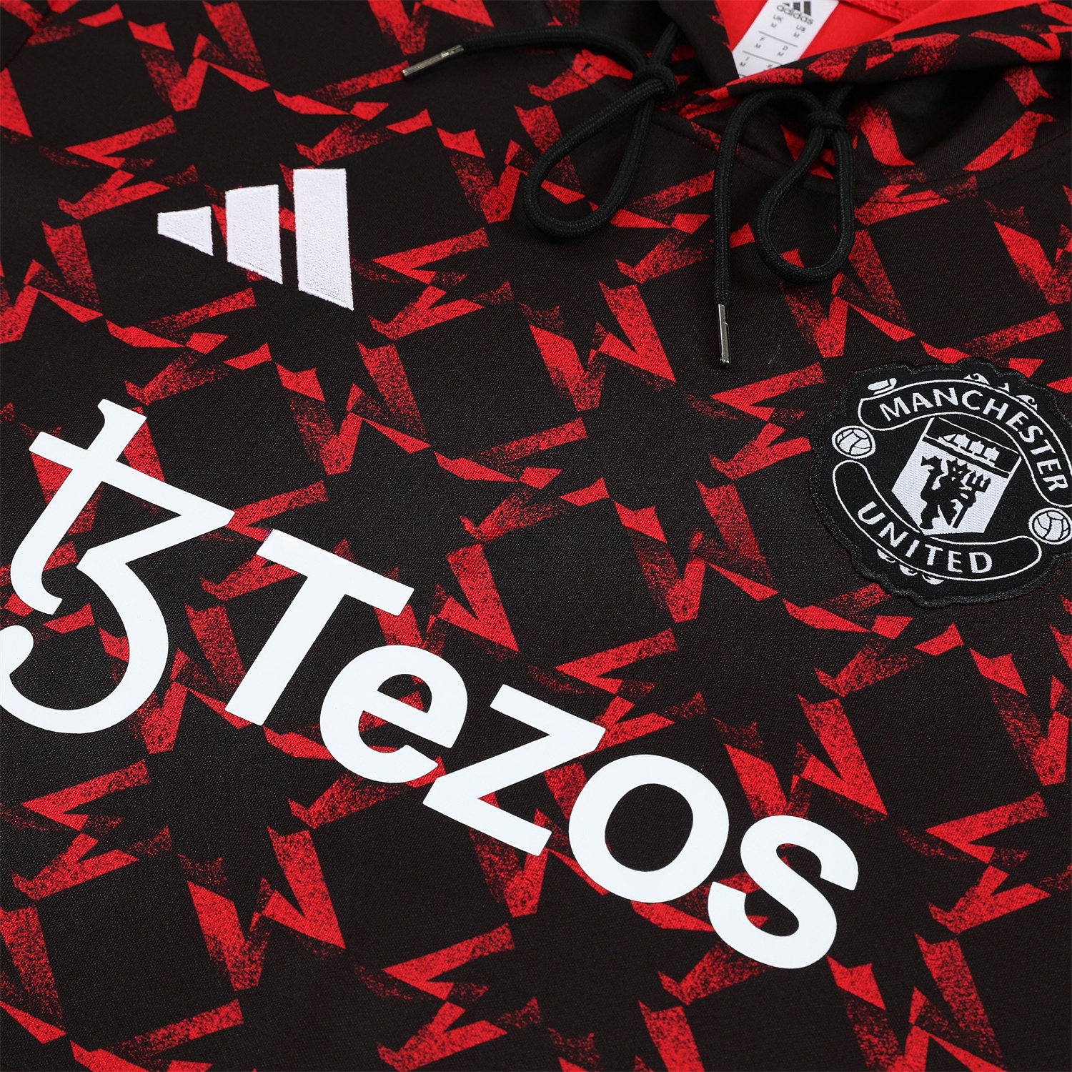 Manchester United 24-25 Pre-Match Home Traning Hoodie Set - Red Top and Black Pants - ReplicasJersey