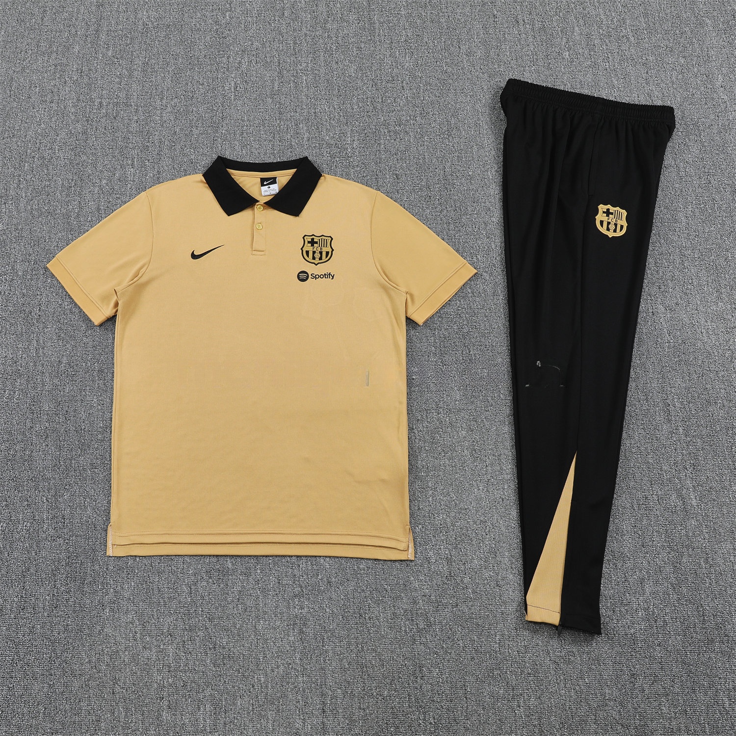 B.A.R.S.A 25-26 POLO Short-Sleeve Training Set - Light Brown Top and Black Pants - ReplicasJersey