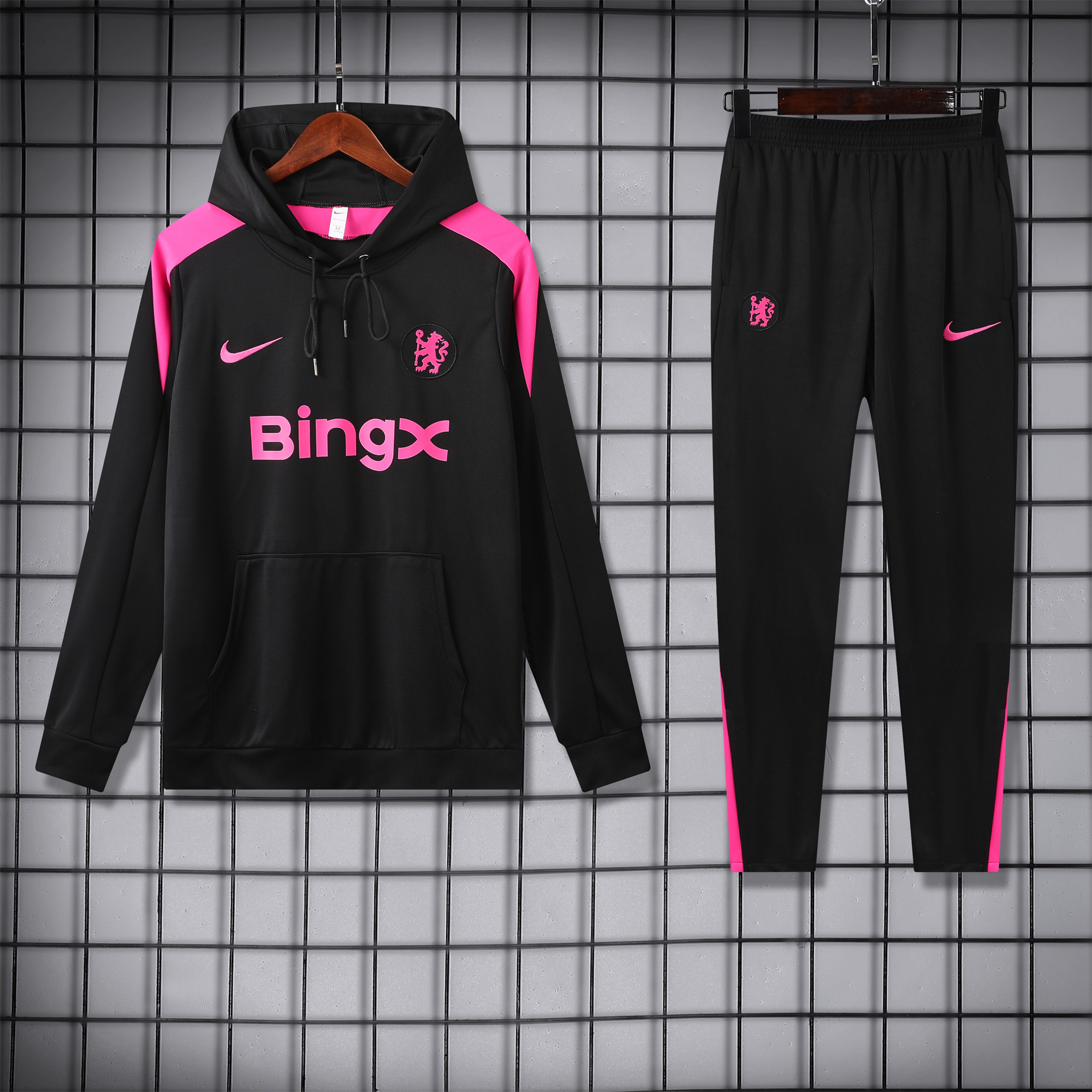 C.H.E.L.S.E.A 24-25 Training Hoodie Set - Black Hoodie and Black Pants - ReplicasJersey
