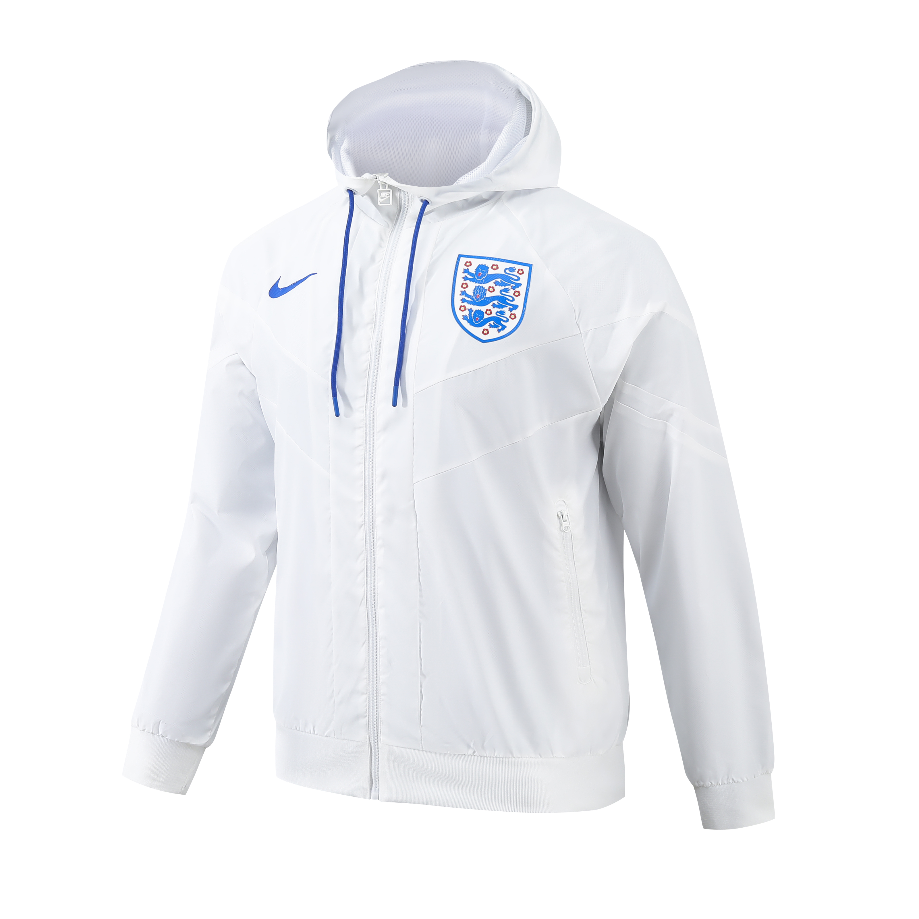 England 2024 National Team Anthem White Hooded Windbreaker - Player Version - ReplicasJersey