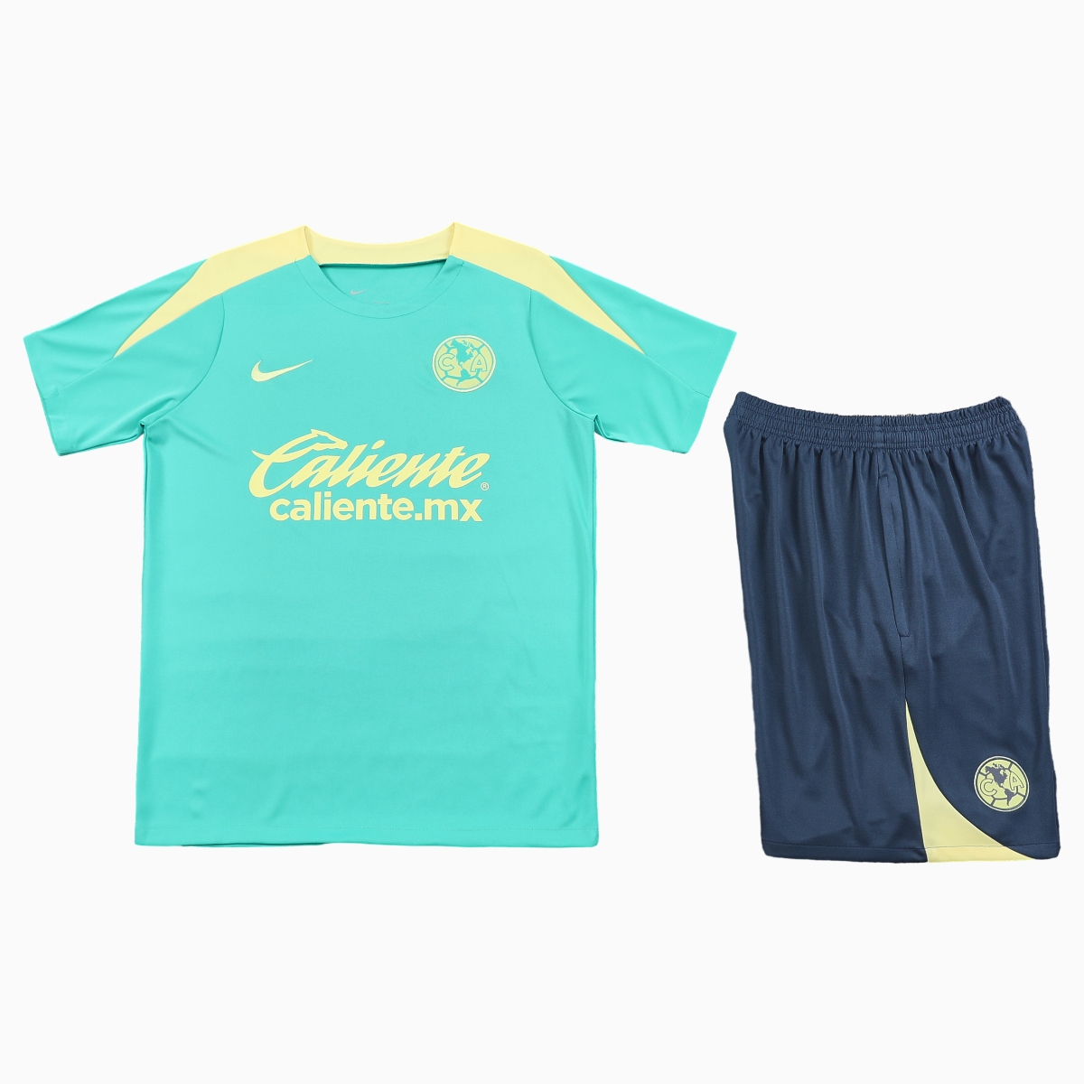 Club América 24-25 Short-Sleeve Training Set - Light Green Top & Grey Shorts - ReplicasJersey