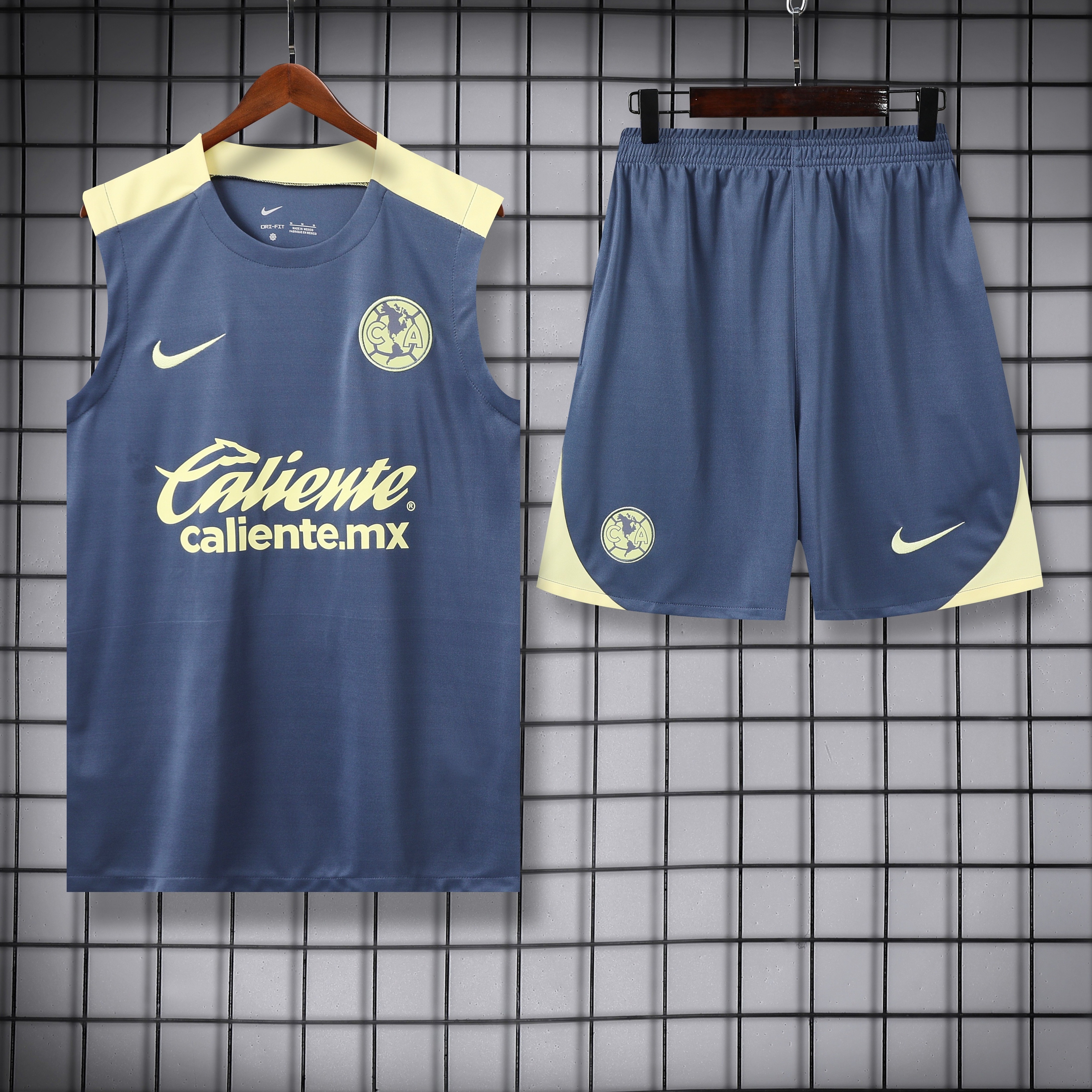 Club América 24-25 Vest Training Set - Grey Vest & Shorts - ReplicasJersey