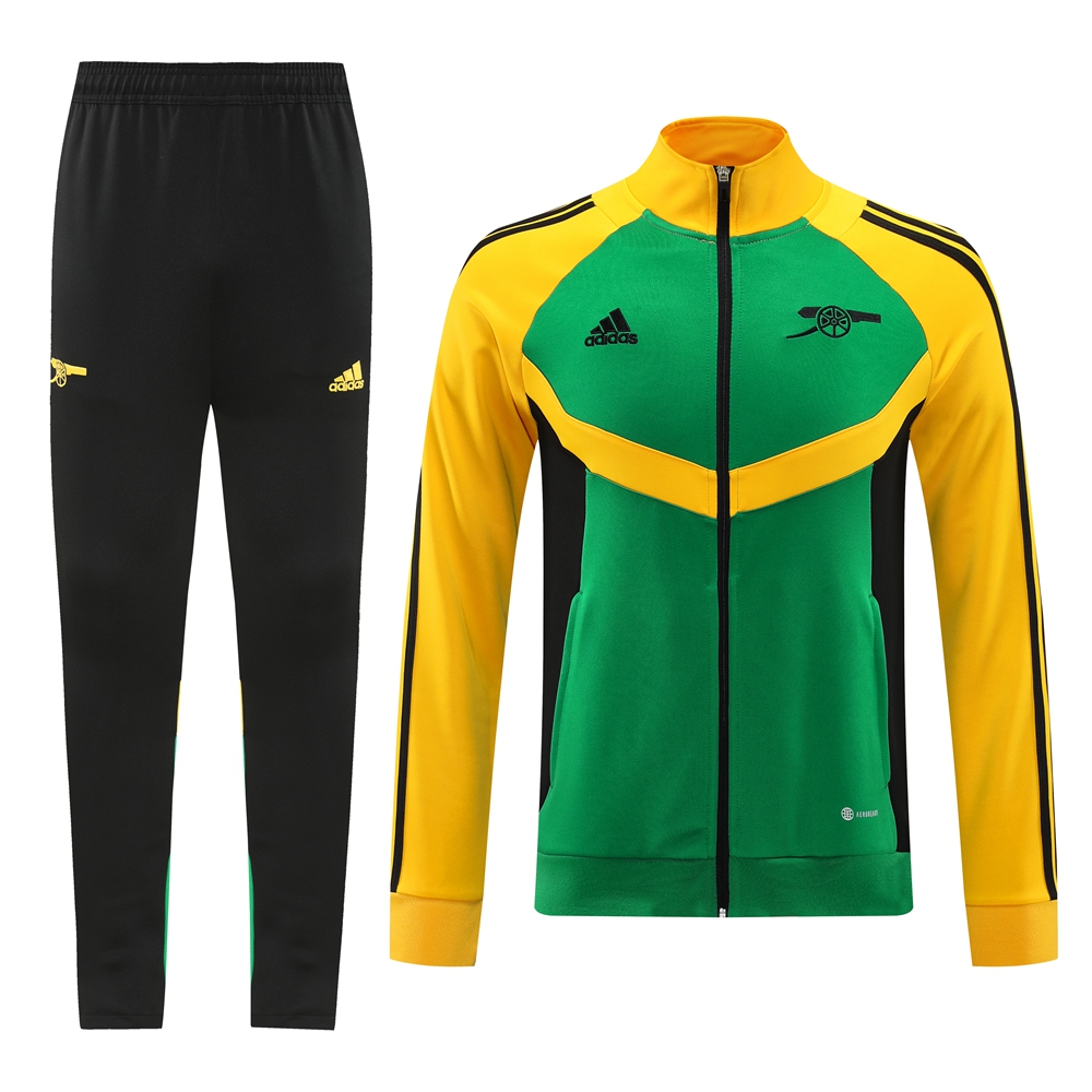 Arsenal 24-25 Jacket Training Tracksuit - Green Top and Black Pants - ReplicasJersey