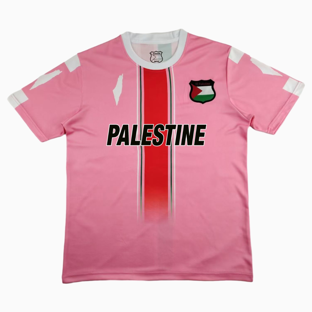FC Palestina 24-25 Pink Centre Striped Jersey with English - ReplicasJersey