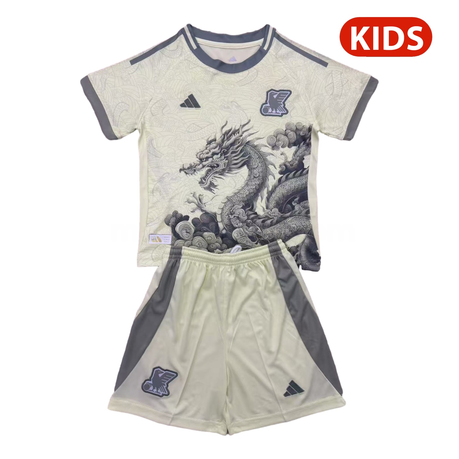 Japan 25-26 Light Yellow Black Loong Special Kids Kit - ReplicasJersey