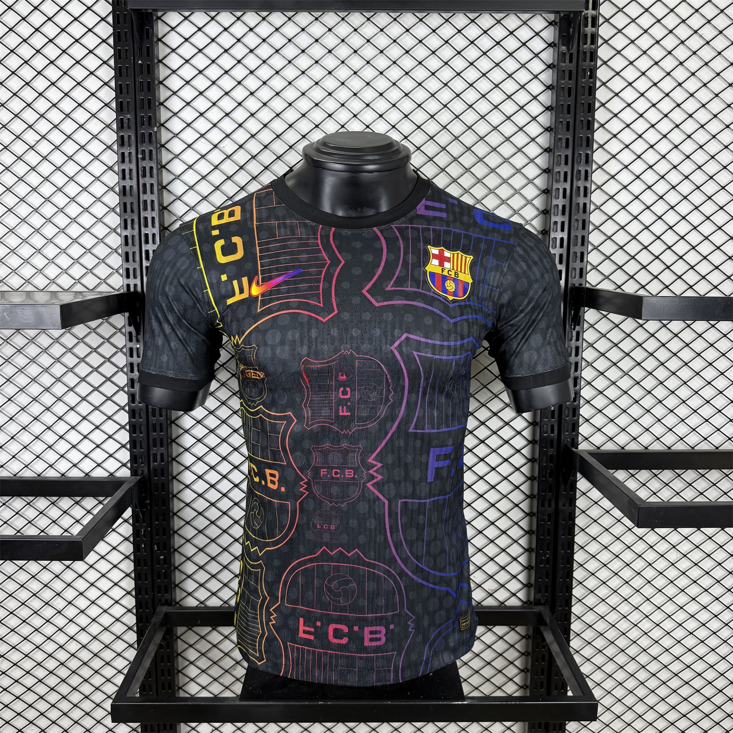 B.A.R.S.A 25-26 Fluorescent Team Logo Lines Black Jersey - Player Version - ReplicasJersey