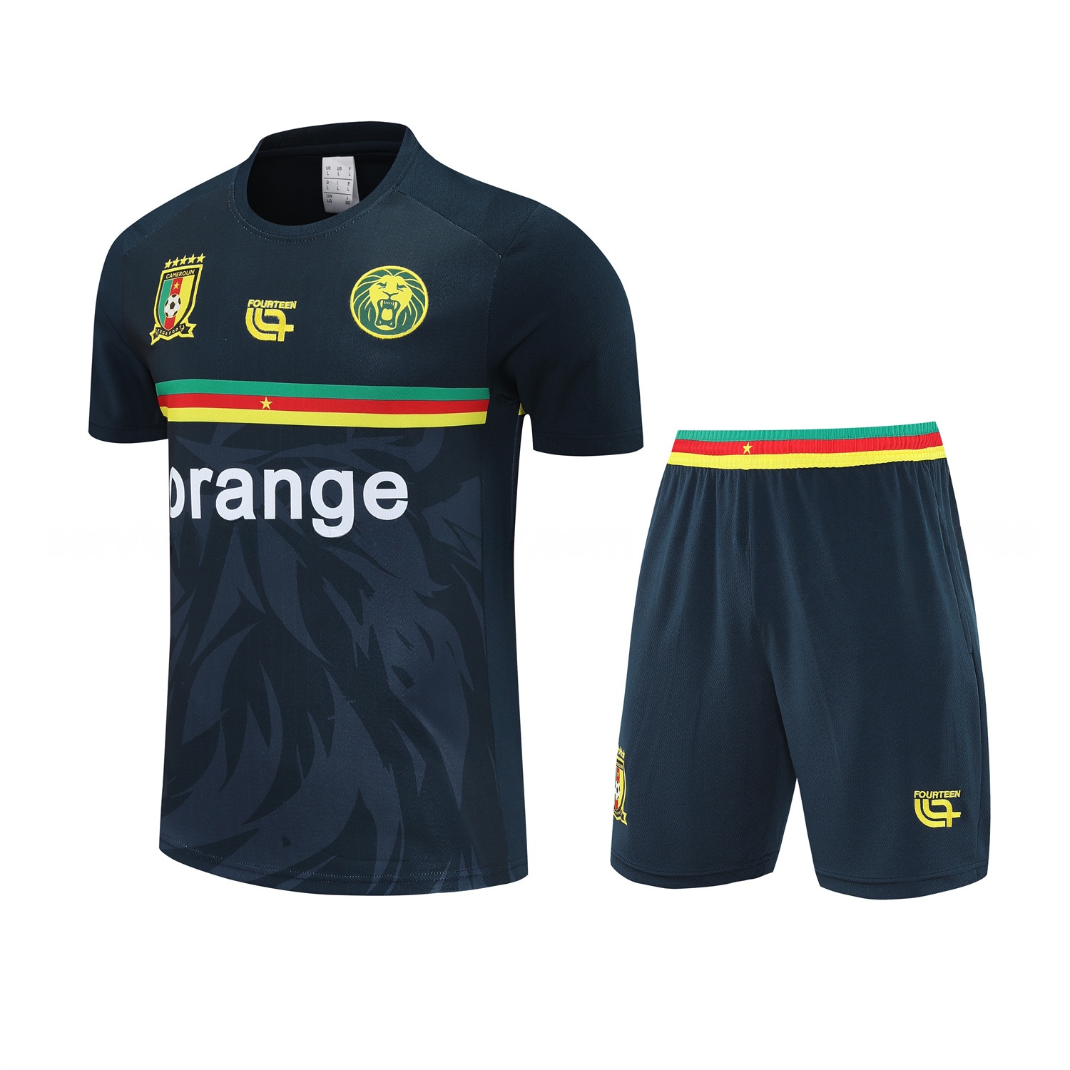 Cameroon 25-26 Short-Sleeve Training Set - Deep Blue Top and Shorts - ReplicasJersey