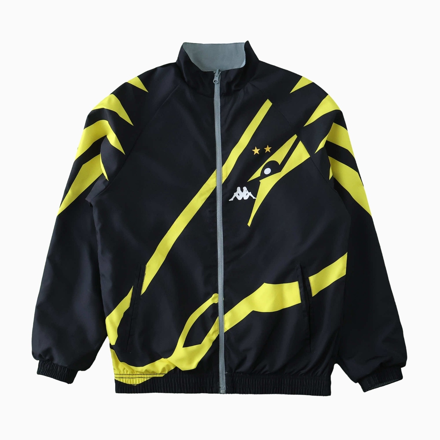 Borussia Dortmund 24-25 Retro Style Double Sided Reversible Windbreaker - Black & Grey - ReplicasJersey