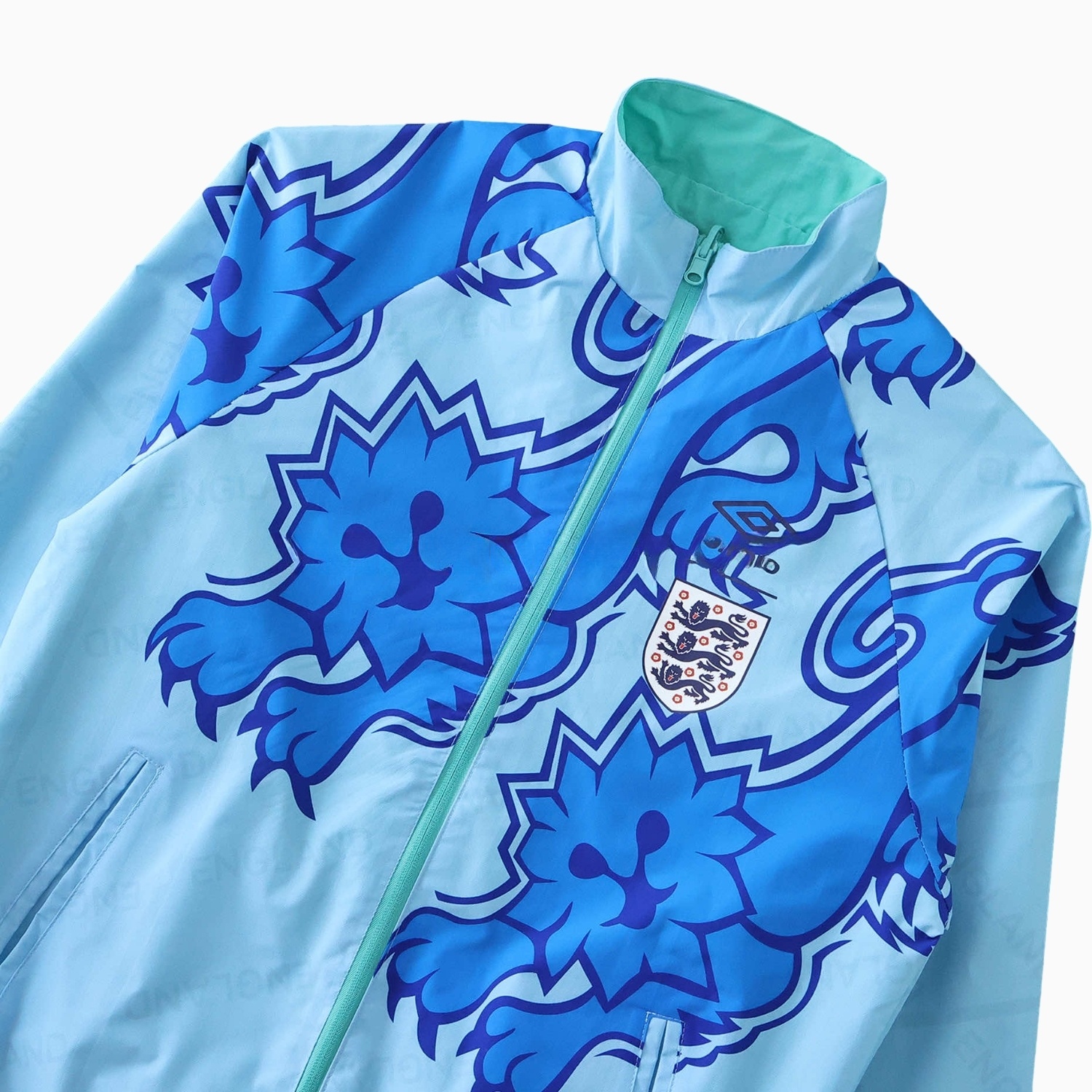 Retro England 1992 Third Double Sided Reversible Windbreaker - Blue & Green - ReplicasJersey