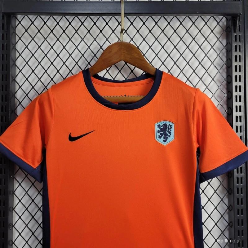 Netherlands 2024 Home Stadium Kids Kit - ReplicasJersey