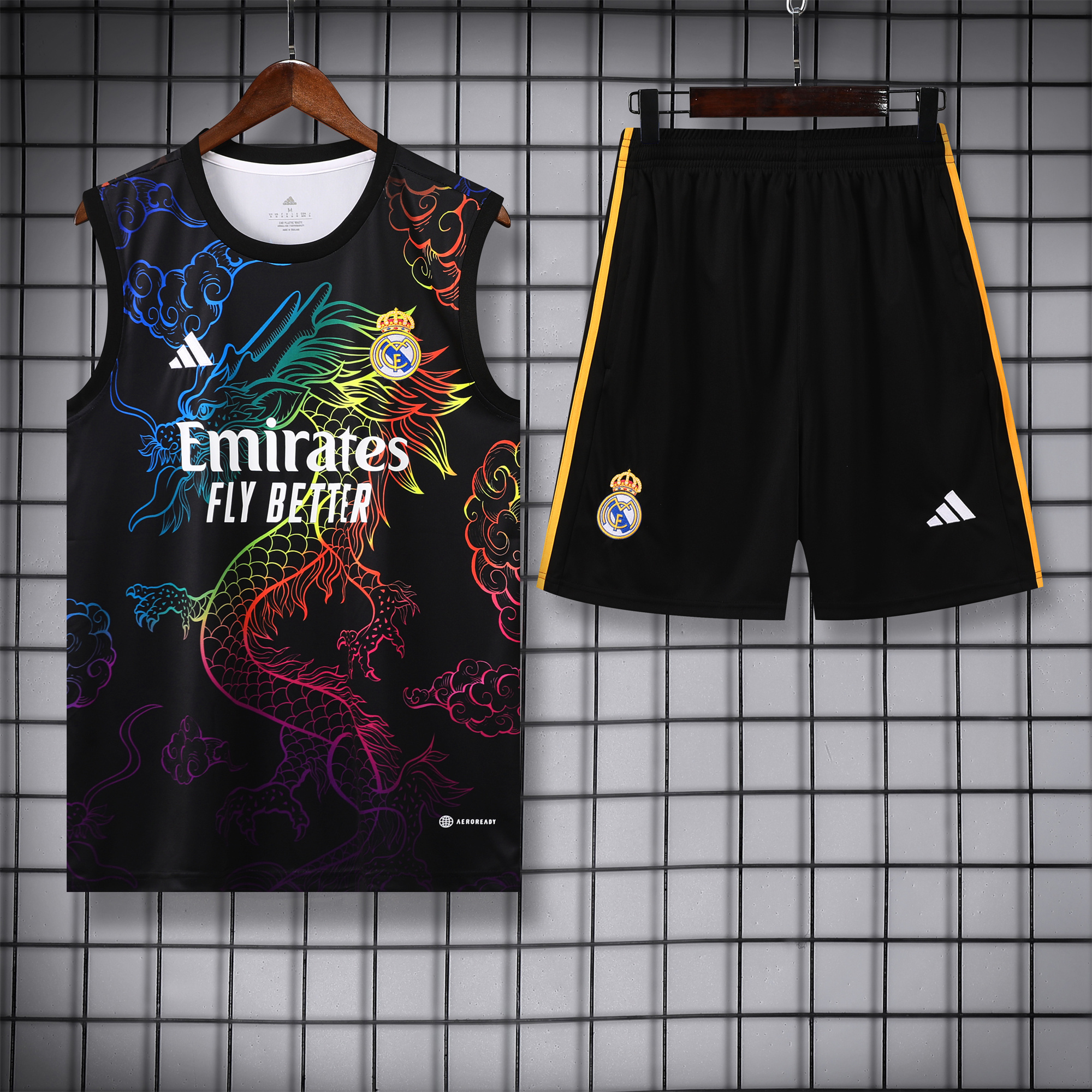 Real Madrid 24-25 Vest Training Set - Black Dragon - ReplicasJersey