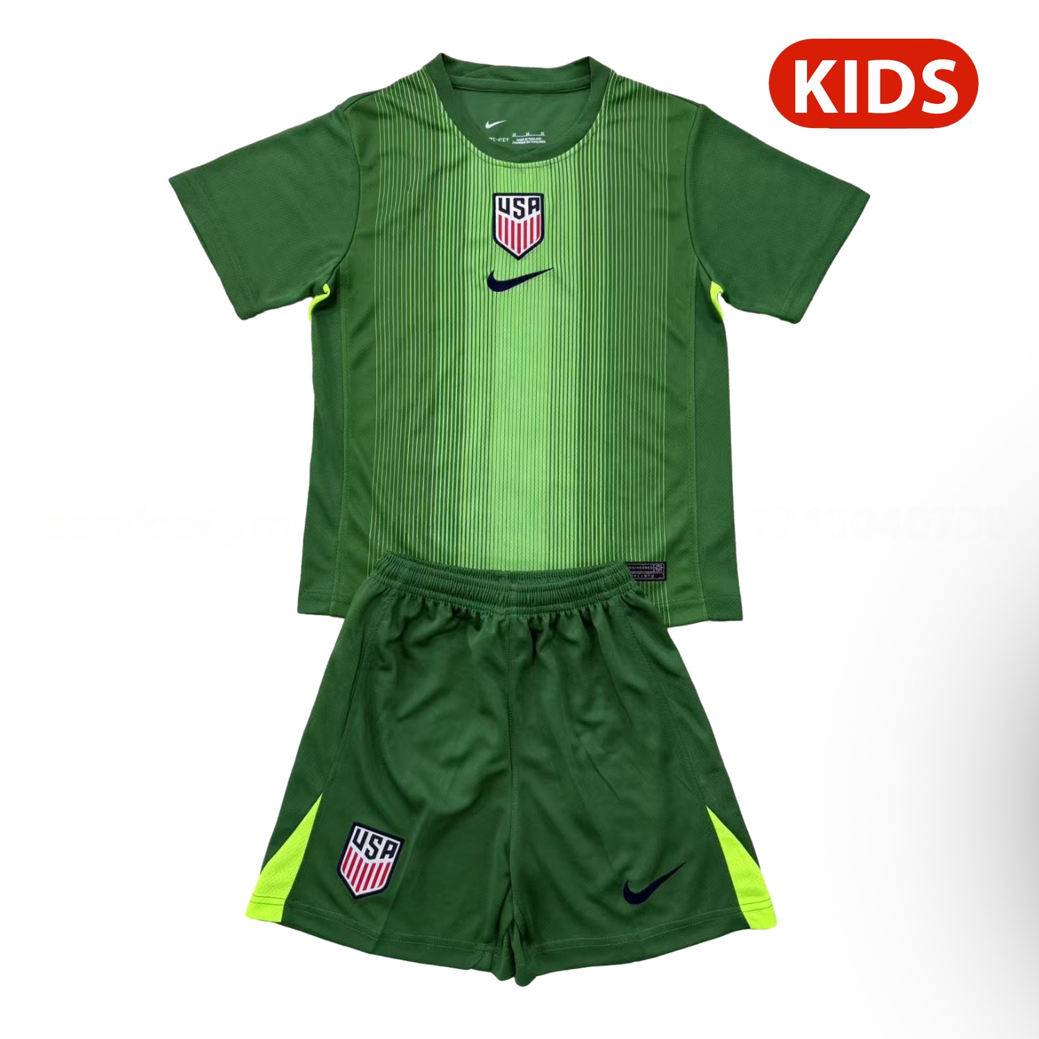 United States USA 25-26 Green Goalkeeper Kids Kit - ReplicasJersey