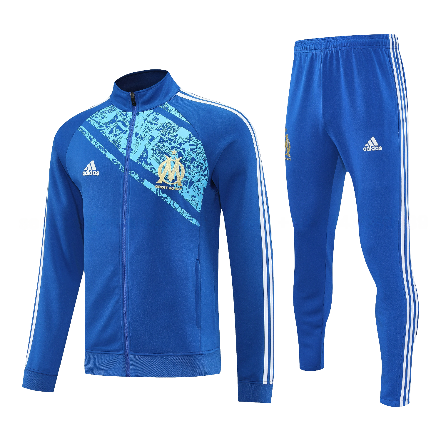 Marseille 25-26 Jacket Training Tracksuit - Blue Jackets & Blue Pants - ReplicasJersey