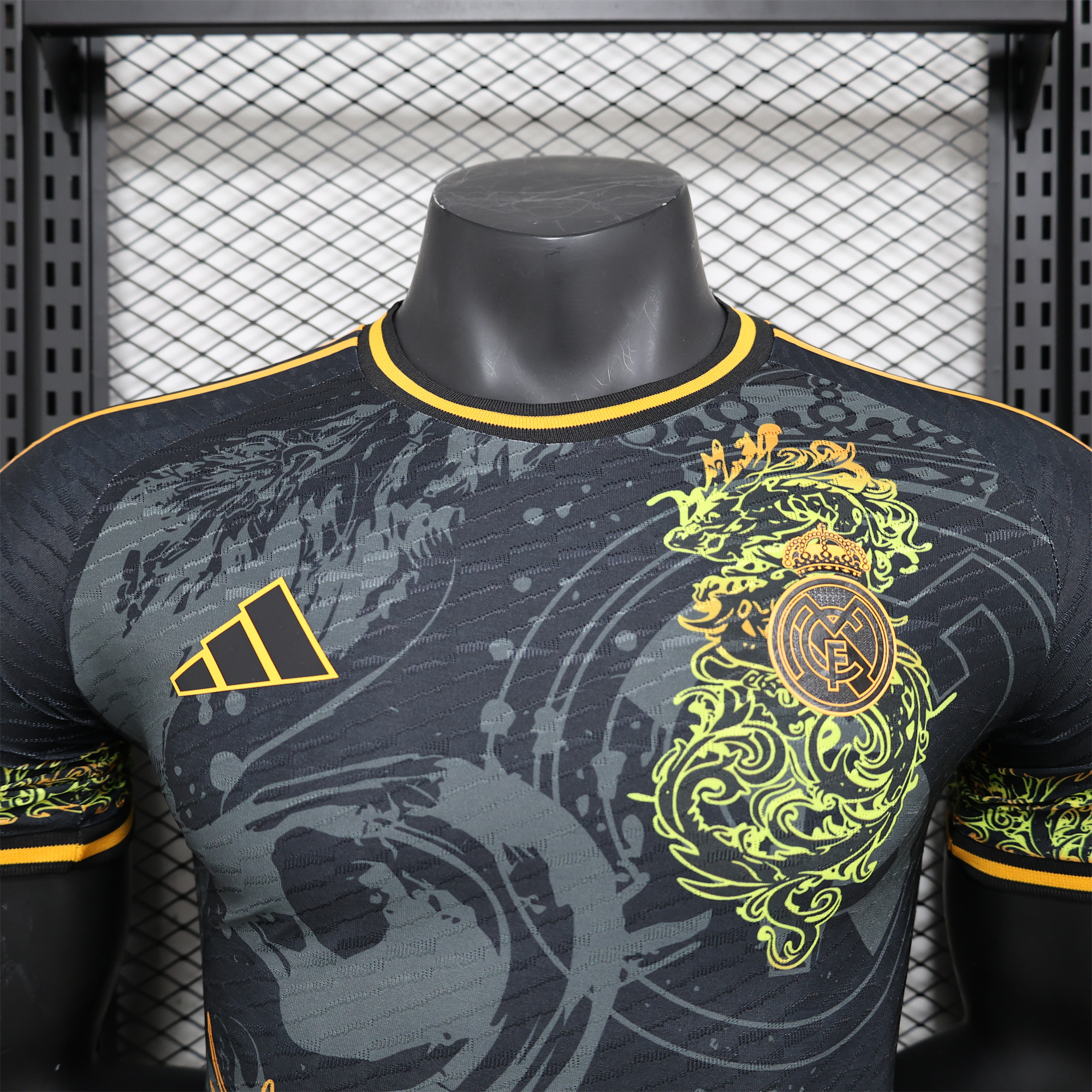 Real Madrid 24-25 Yellow Loong Black Special Edition Jersey - Player Version - ReplicasJersey