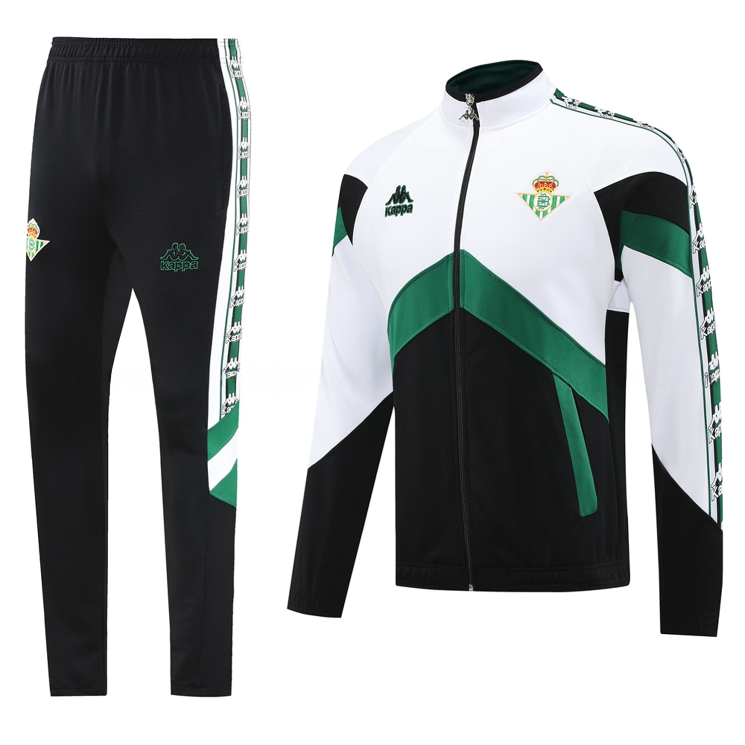 Real Betis 25-26 Jacket Training Tracksuit - Green White Black Throwback Jackets & Black Pants - ReplicasJersey