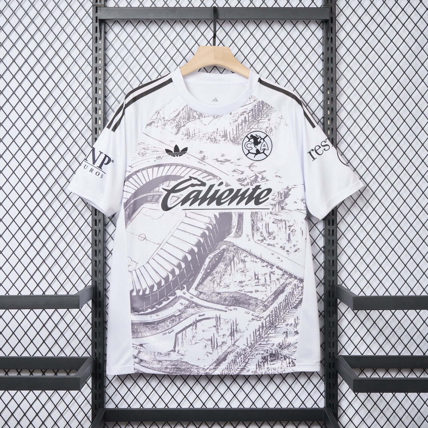Club América 25-26 White Sketch of stadium Special Edition Jersey - Fans Version - ReplicasJersey