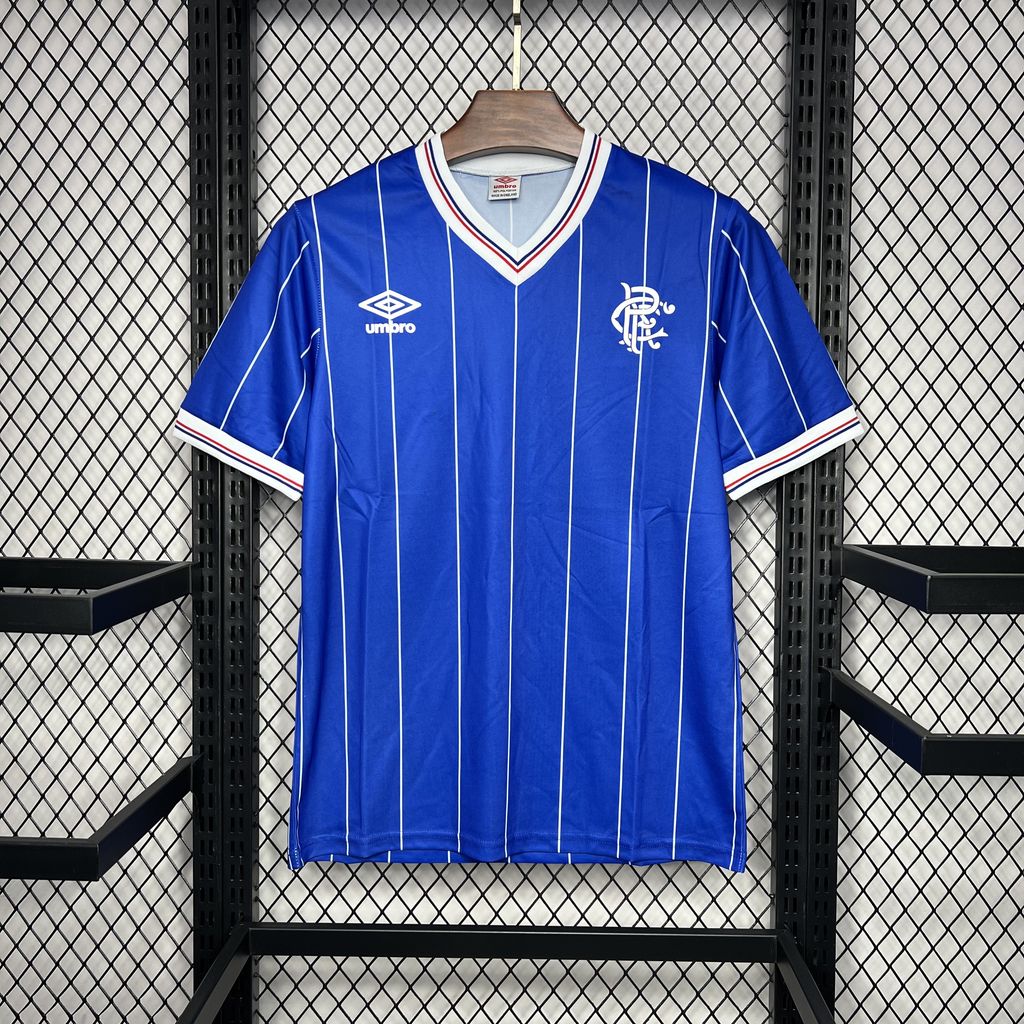 Retro Glasgow Rangers 1982-83 Home Stadium Jersey - ReplicasJersey