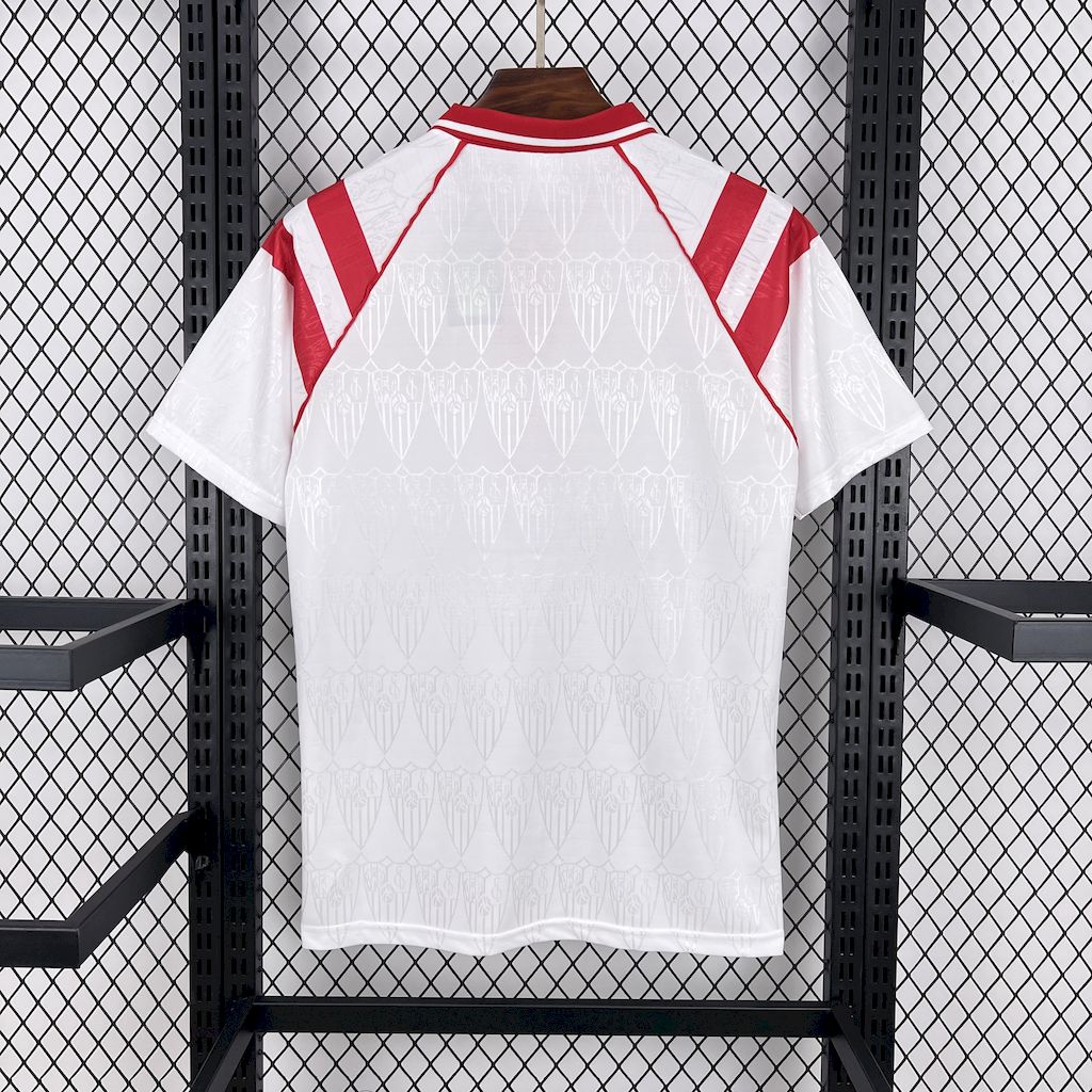 Retro Sevilla FC 1992-93 Home Jersey with Chest Sponsor - ReplicasJersey