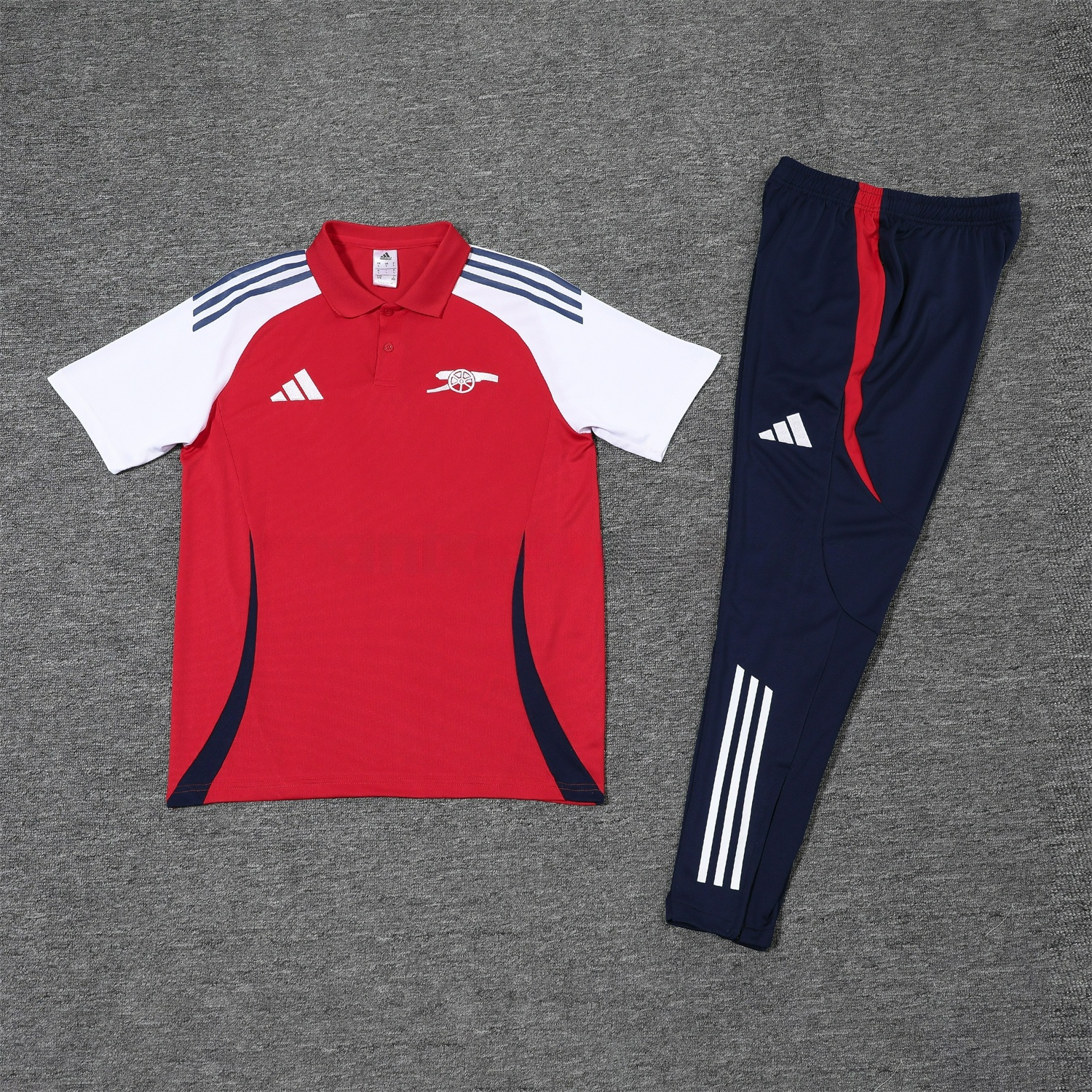 Arsenal 25-26 POLO Short-Sleeve Training Set - Red Top and Deep Blue Pants - ReplicasJersey